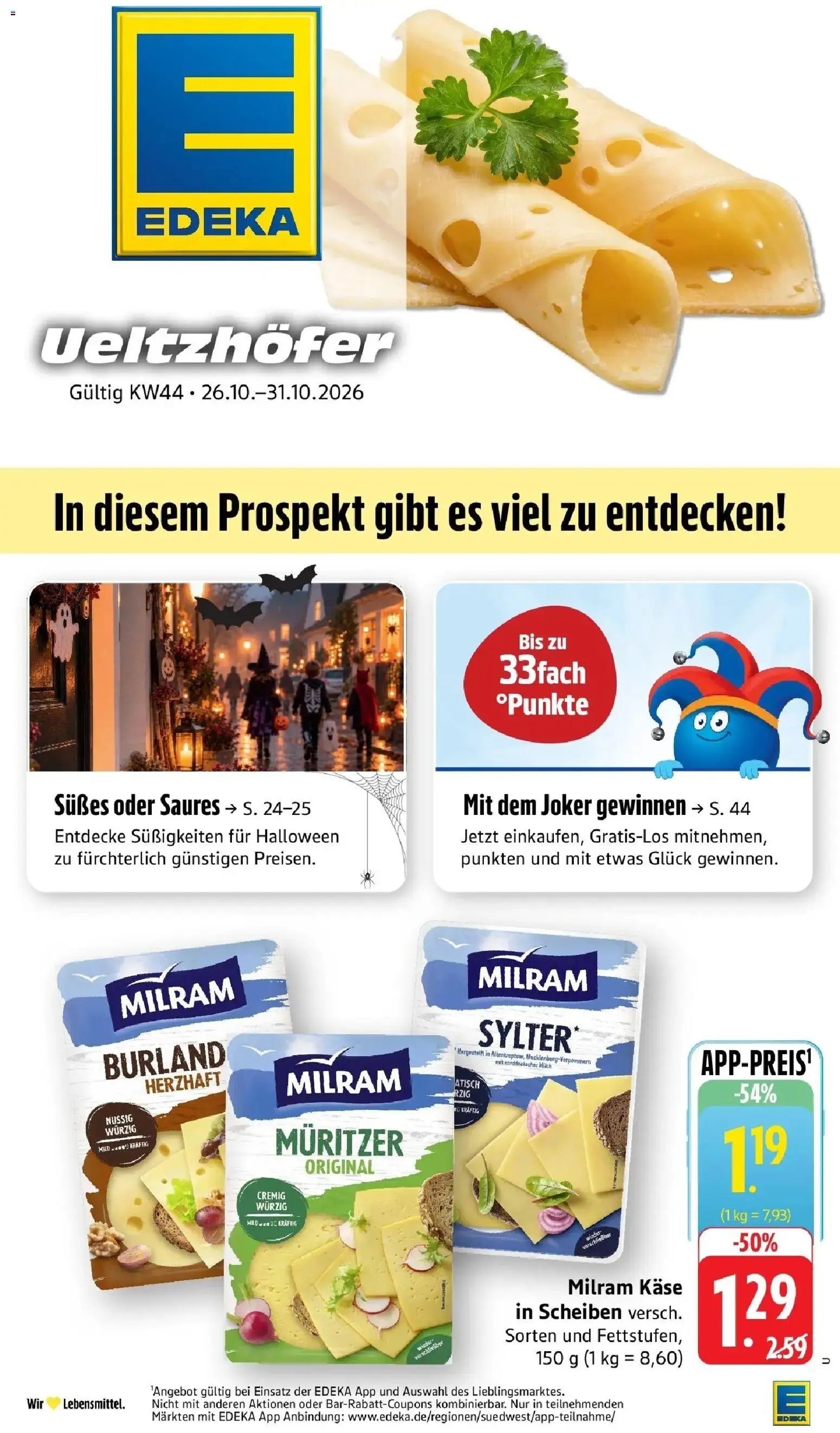 Edeka Prospekt Heilbronn – gültig ab 26.10.2026 | Seite: 1 | Produkte: Milch, Käse, Milram, Süßigkeiten