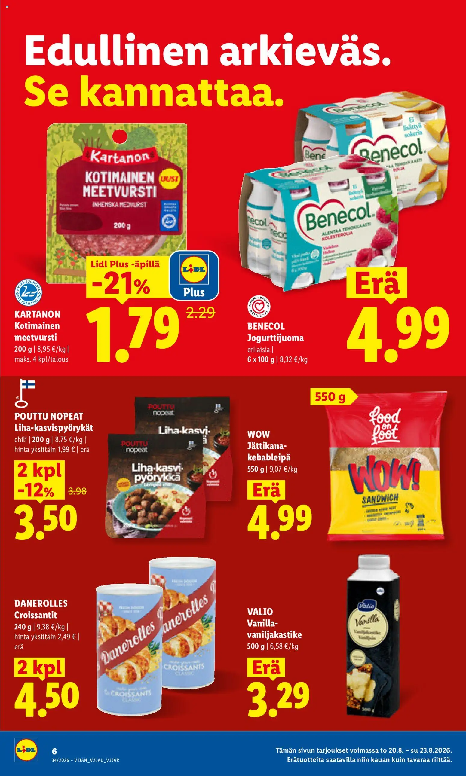 Lidl tarjoukset - Helsinki – voimassa 20/08/2026 alkaen | Sivu: 6 | Tuotteet: Meetvursti, Vaniljakastike, Chili, Liha