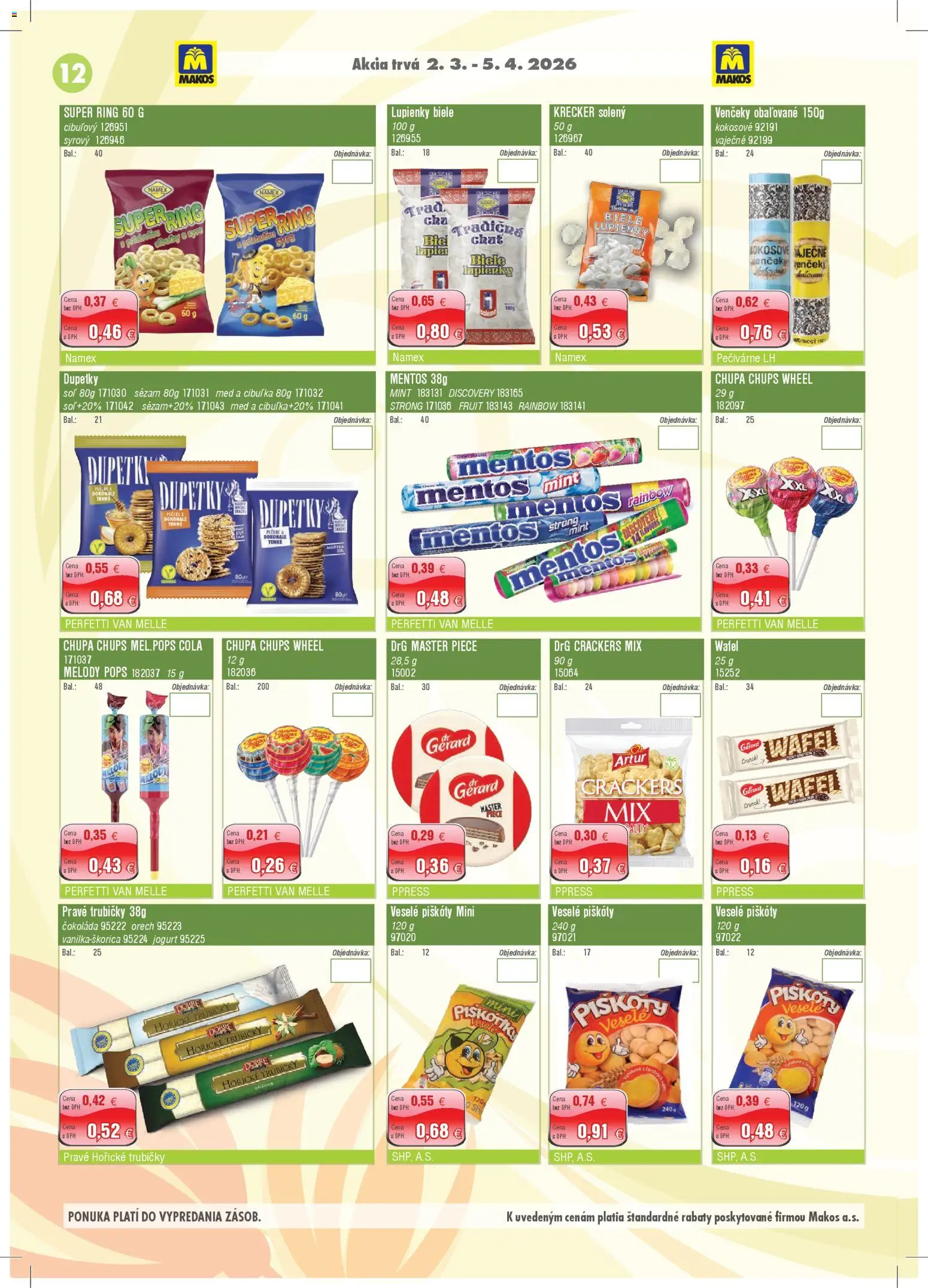 Nové Makos akcie – leták je platný od 02.03.2026 | Strana: 12 | Produkty: Jogurt, Soľ, Med, Cola