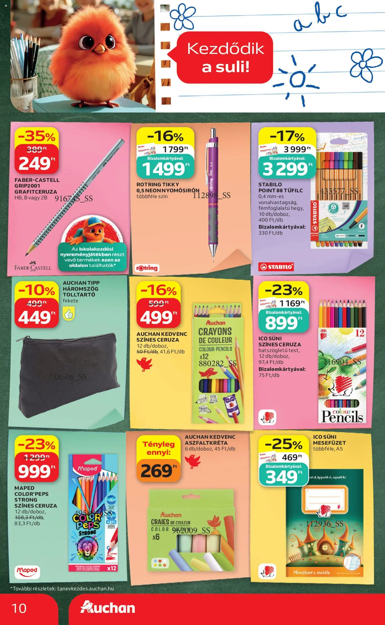 Auchan akciós ujság - amely érvényes a következő dátumtól: 2026.07.30. | Oldal: 10 | Termékek: Tolltartó