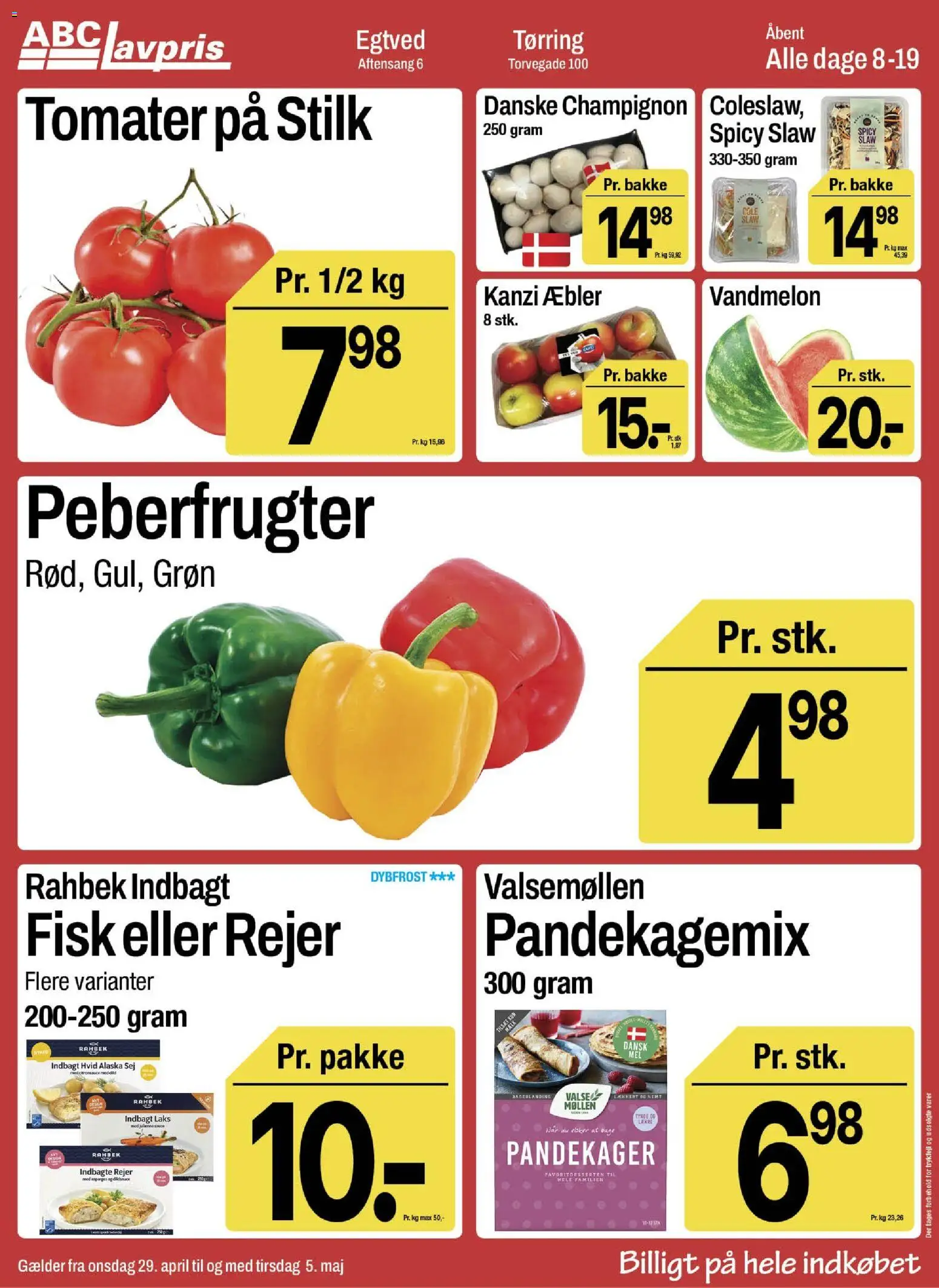 Abc Lavpris tilbudsavis – gyldig fra 29.04.2026 | Side: 2 | Produkter: Æbler, Fisk, Vandmelon, Asparges