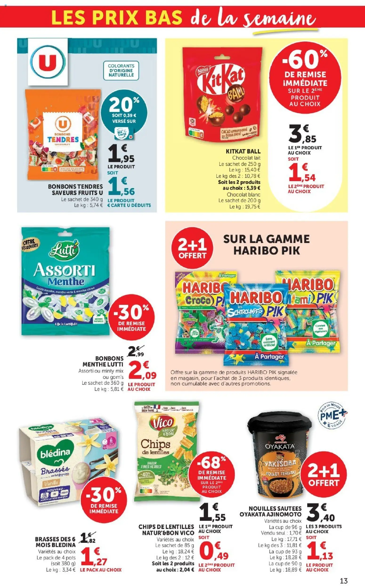 {H1} | Page: 13 | Produits: Lentilles, Lait, Chocolat, Chips
