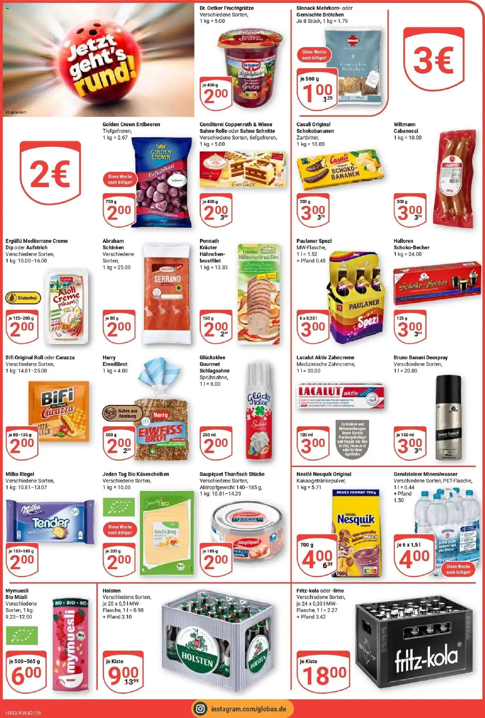 Globus Prospekt Rostock (ab 12.10.2026) » Angebote online | Seite: 7 | Produkte: Milch, Bananen, Mineralwasser, Creme