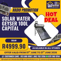 Laduma Hardware specials catalogue – valid from 01.06.2026 | Page: 2 | Products: Radio, Geyser, Water