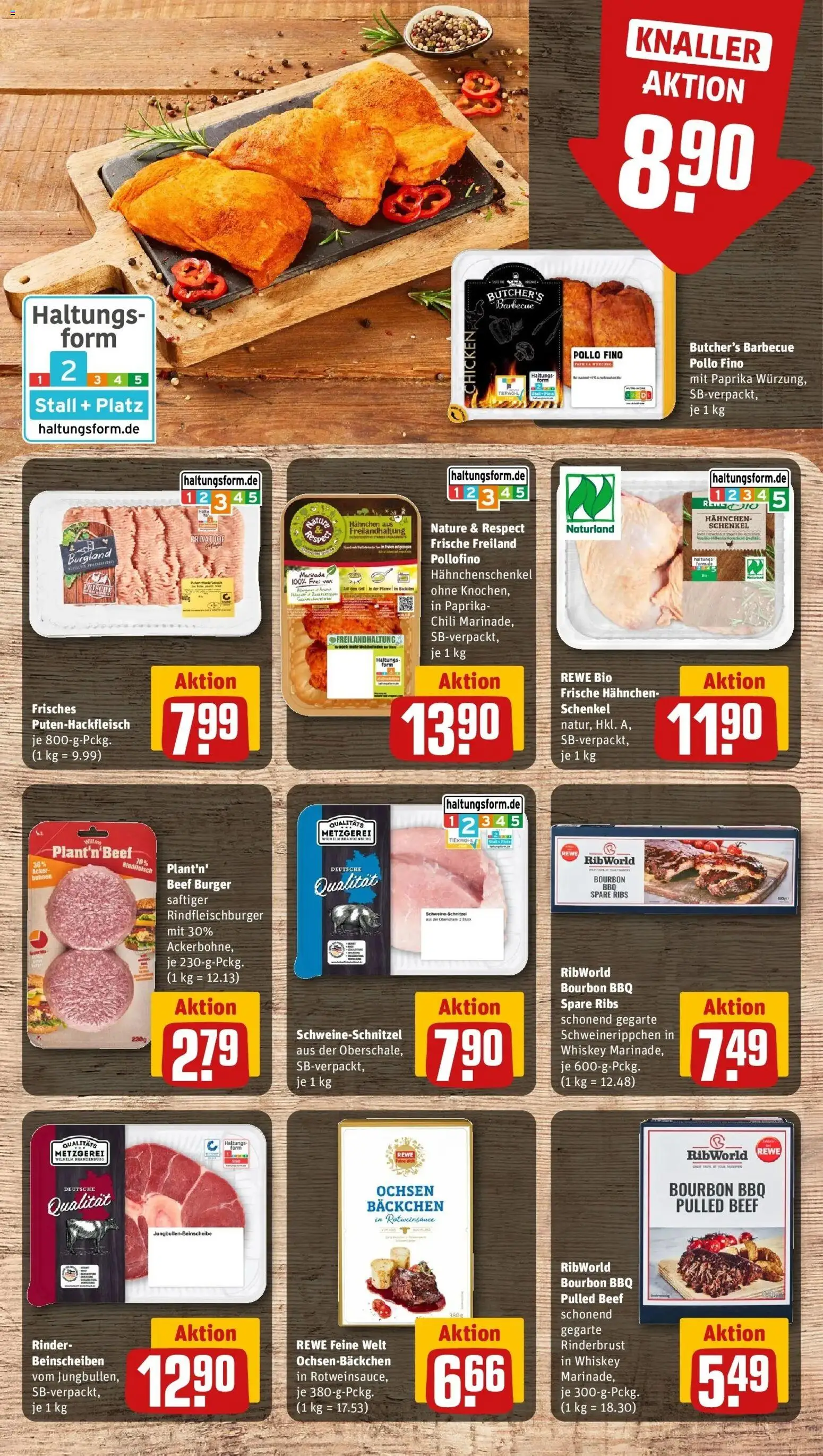 Rewe Prospekt Kalefeld/Echte – gültig ab 08.06.2026 | Seite: 8 | Produkte: Hahnchenschenkel, Spare ribs, Burger, Whiskey