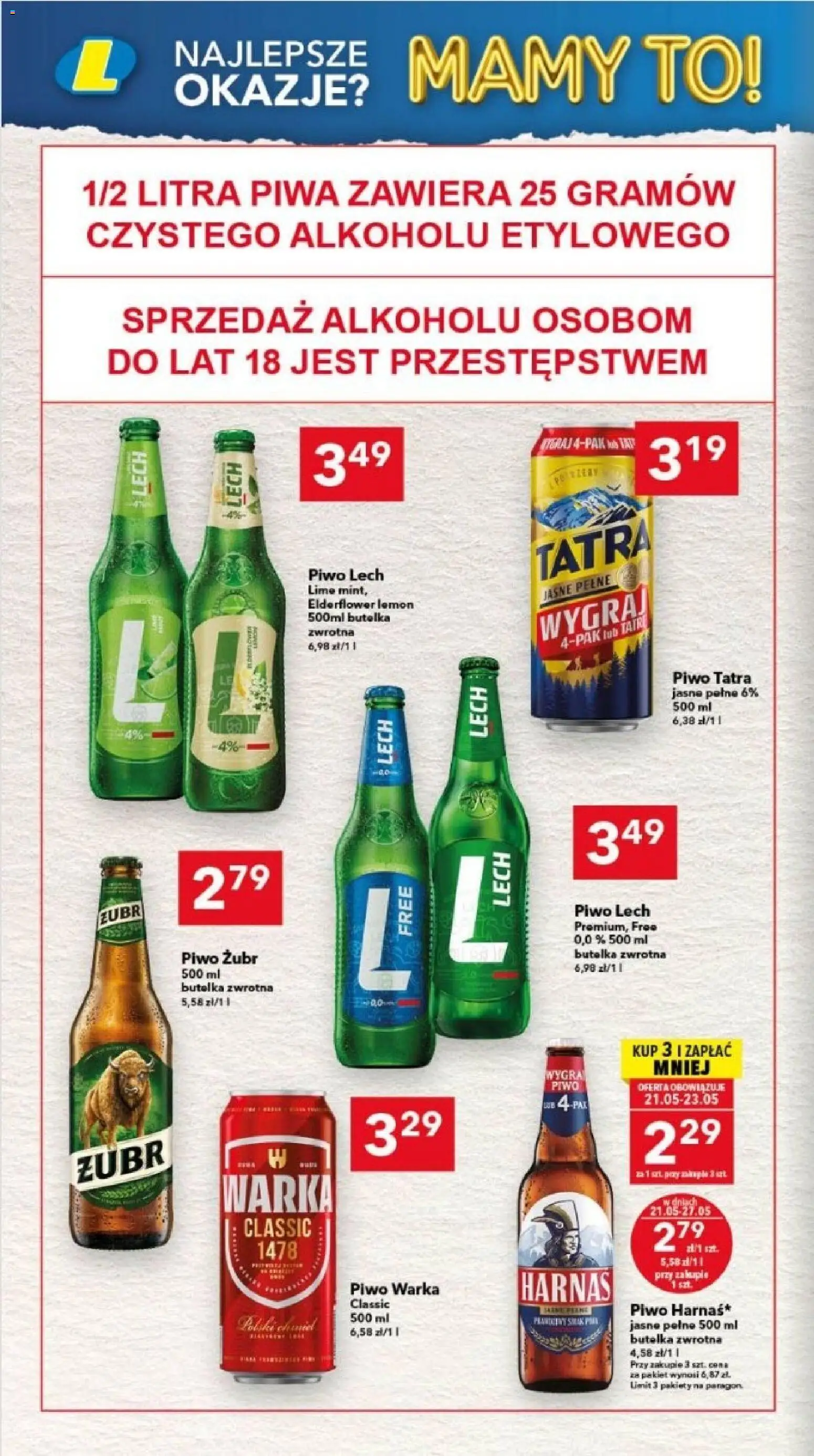 Lewiatan gazetka - Legnica od 21.05.2026 | Strona: 14 | Produkty: Piwo żubr, Warka, Piwo Warka, Piwo