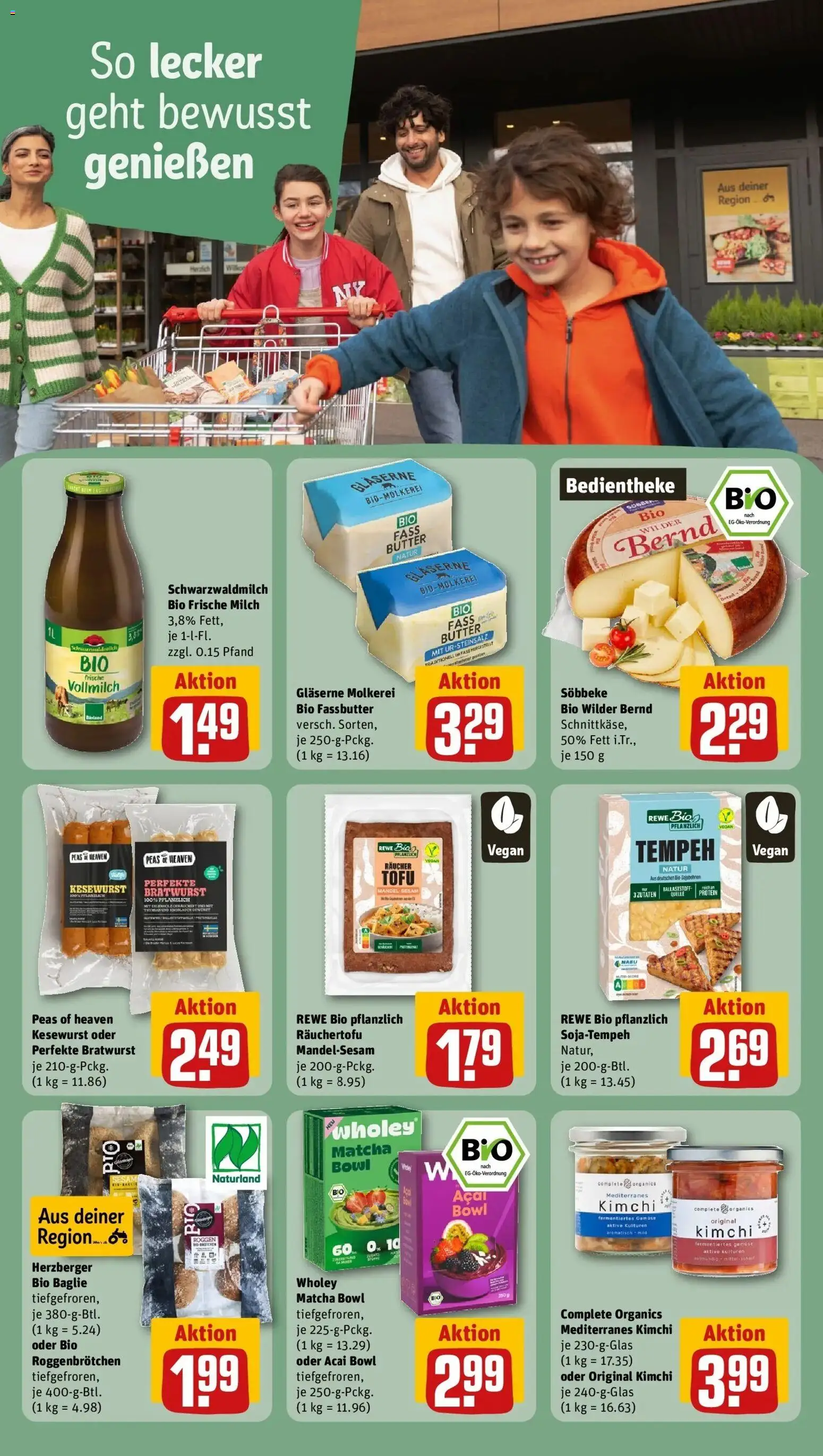 REWE Prospekt ab 14.09.2026 zum Blättern » Angebote | Seite: 18 | Produkte: Milch, Butter, Bratwurst, Gemüse