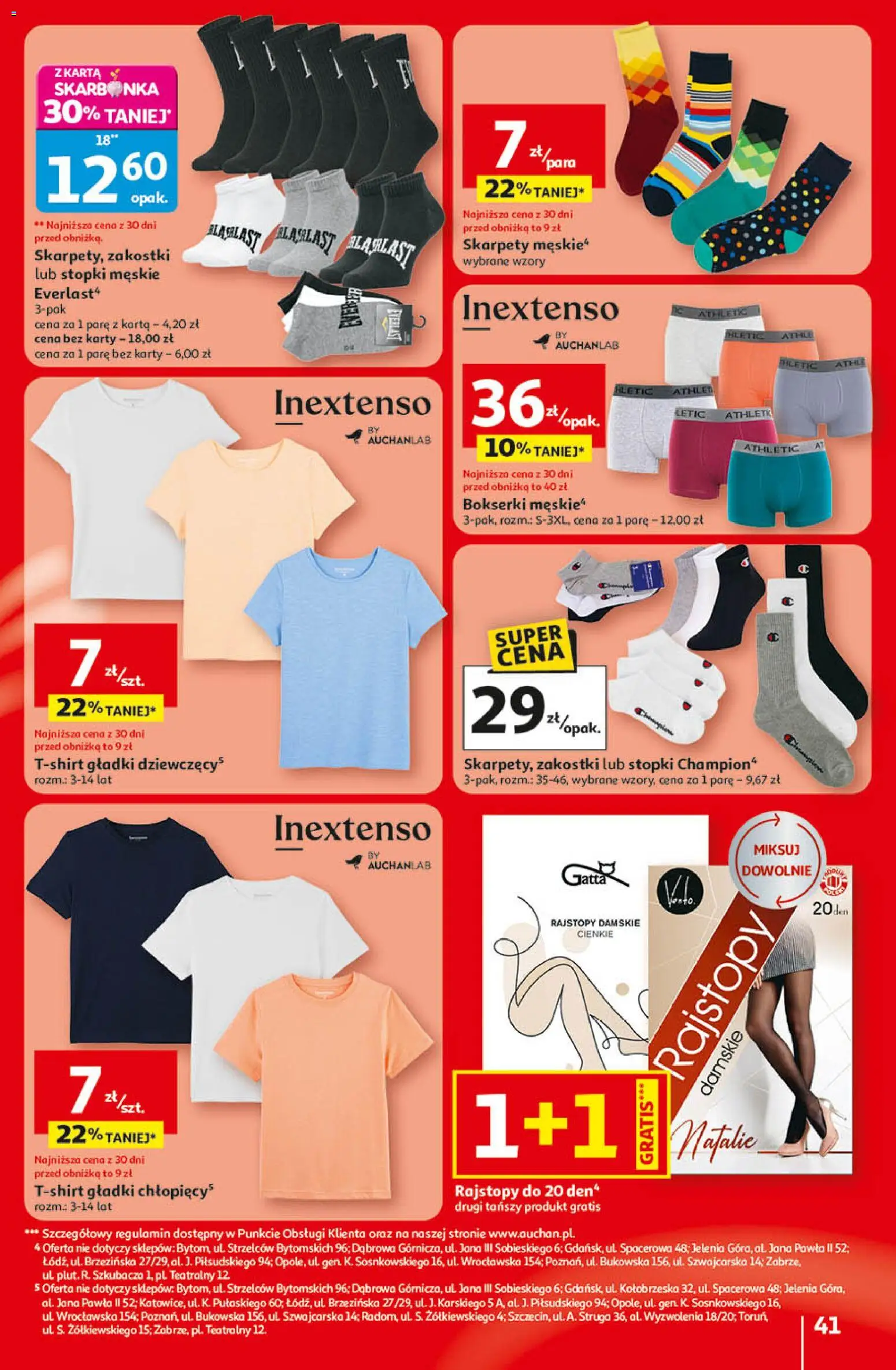 Auchan - Gazetka 30 Lat Hipermarket  od 09.04.2026 | Strona: 41 | Produkty: Karta, Rajstopy, Gatta, Bokserki męskie