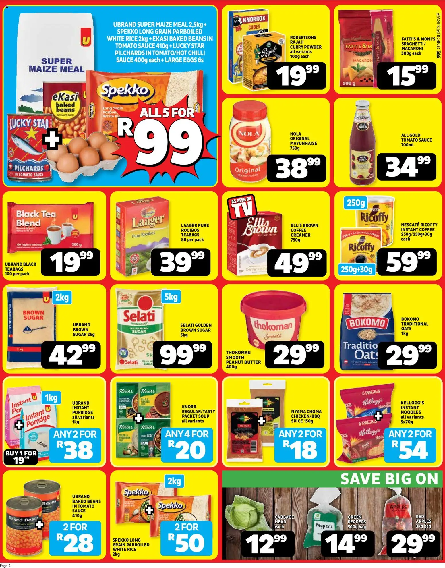 New Usave catalogue – valid from 25.05.2026 | Page: 2 | Products: Pilchards, Eggs, Noodles, Tomato sauce