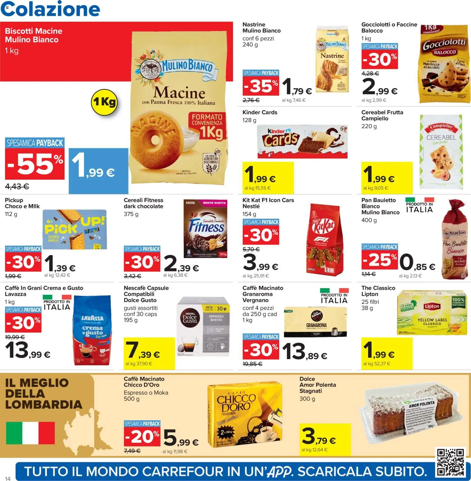 Volantino Carrefour del 07.04.2026 | Pagina: 14 | Prodotti: Biscotti, Farina, The, Lavazza