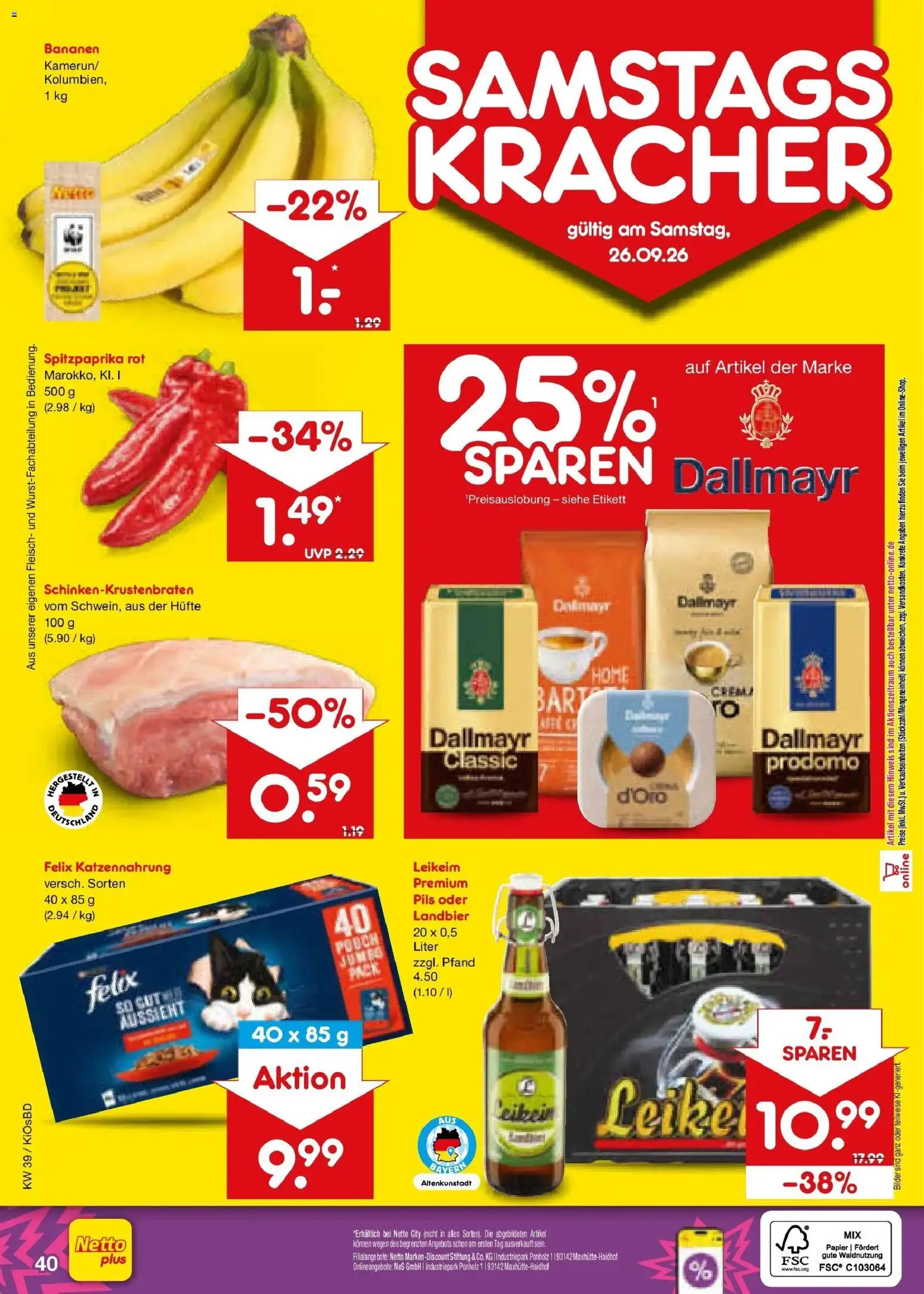 Netto Marken-Discount Prospekt Mistelbach – gültig ab 21.09.2026 | Seite: 56 | Produkte: Pils, Bananen, Bilder, Dallmayr