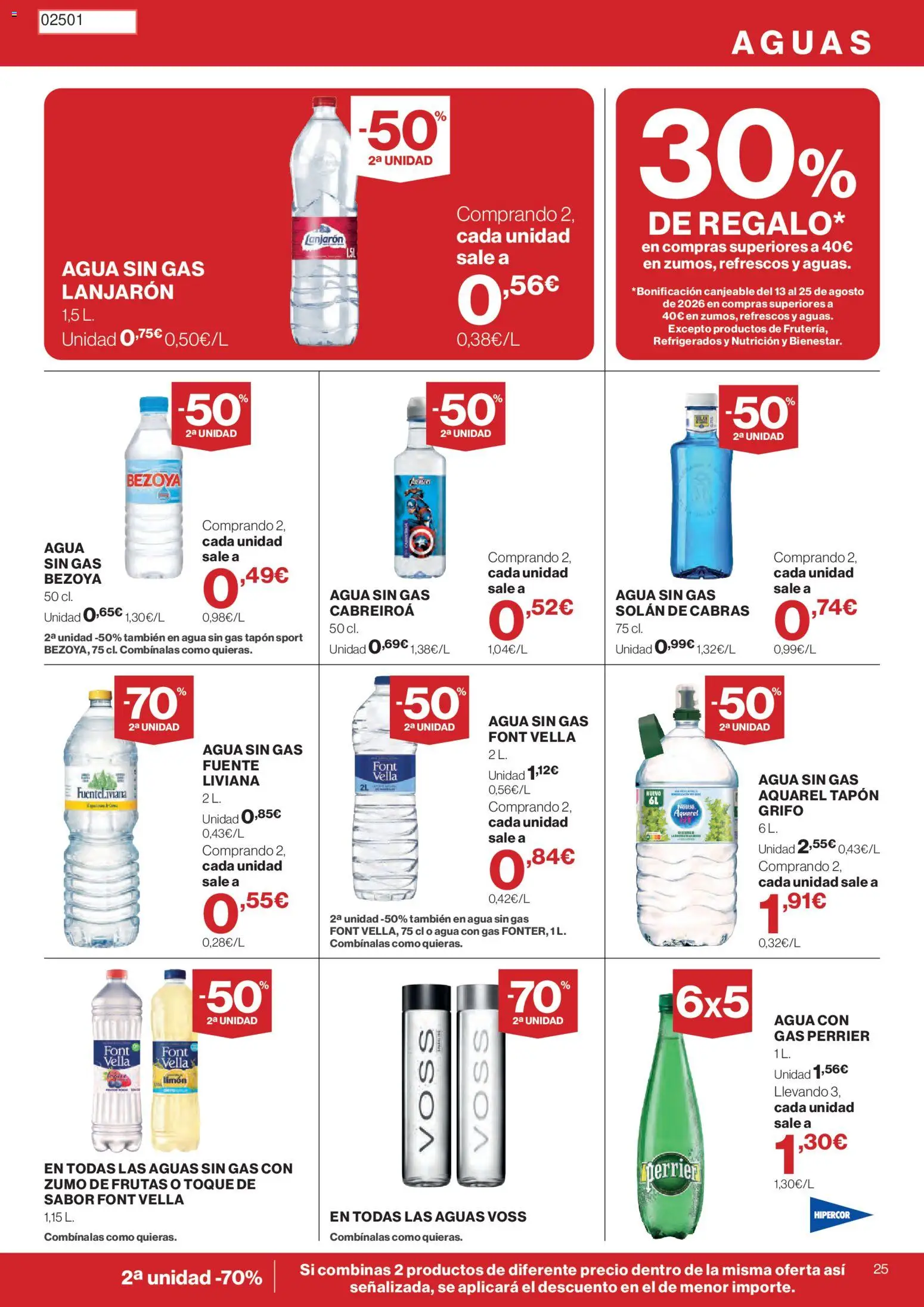 Hipercor catálogo │ válido desde el 30/07/2026 | Página: 25 | Productos: Agua con gas, Ροζ πιπέρι
