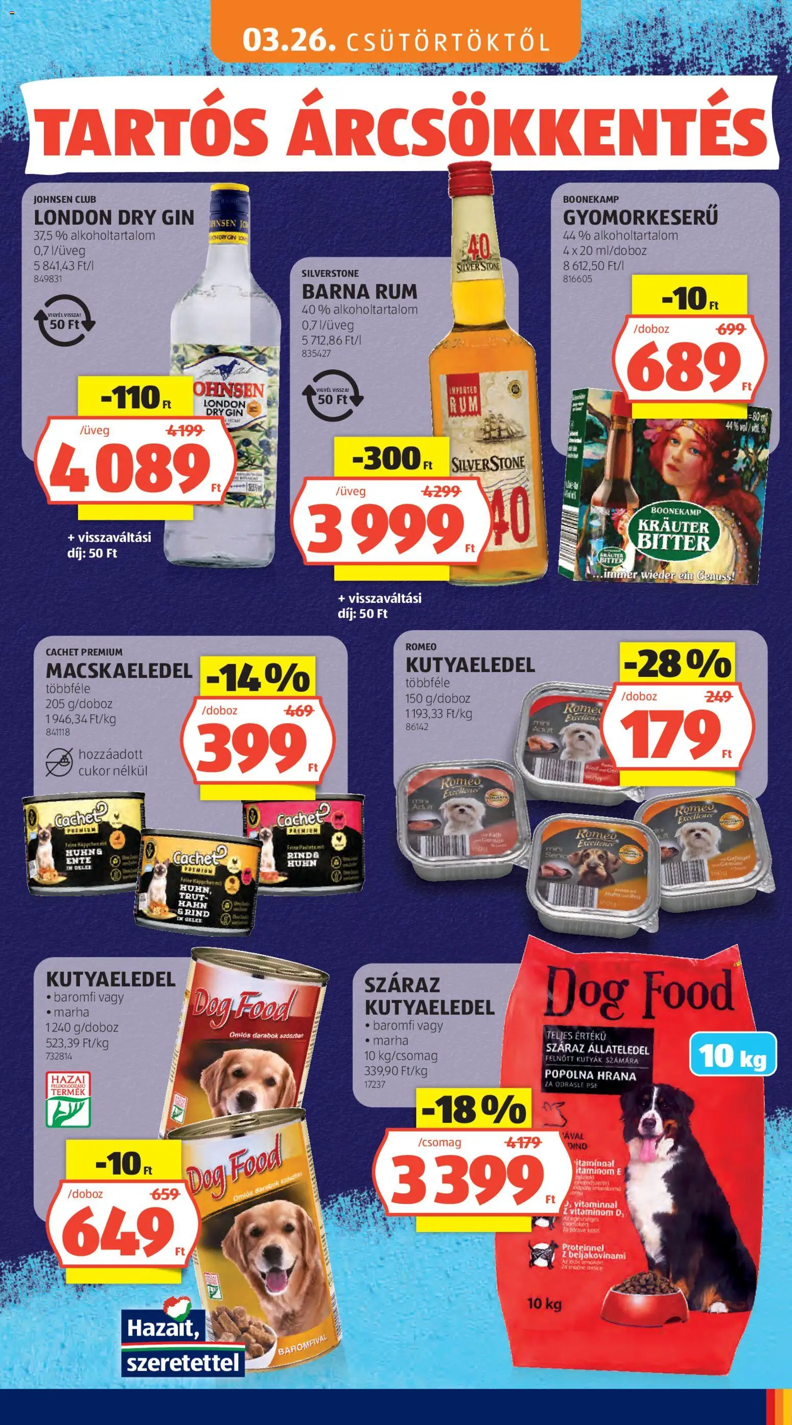 Aldi akciós ujság - amely érvényes a következő dátumtól: 03.05.2026 | Oldal: 89 | Termékek: Macskaeledel, Barna rum, Gin, Cukor
