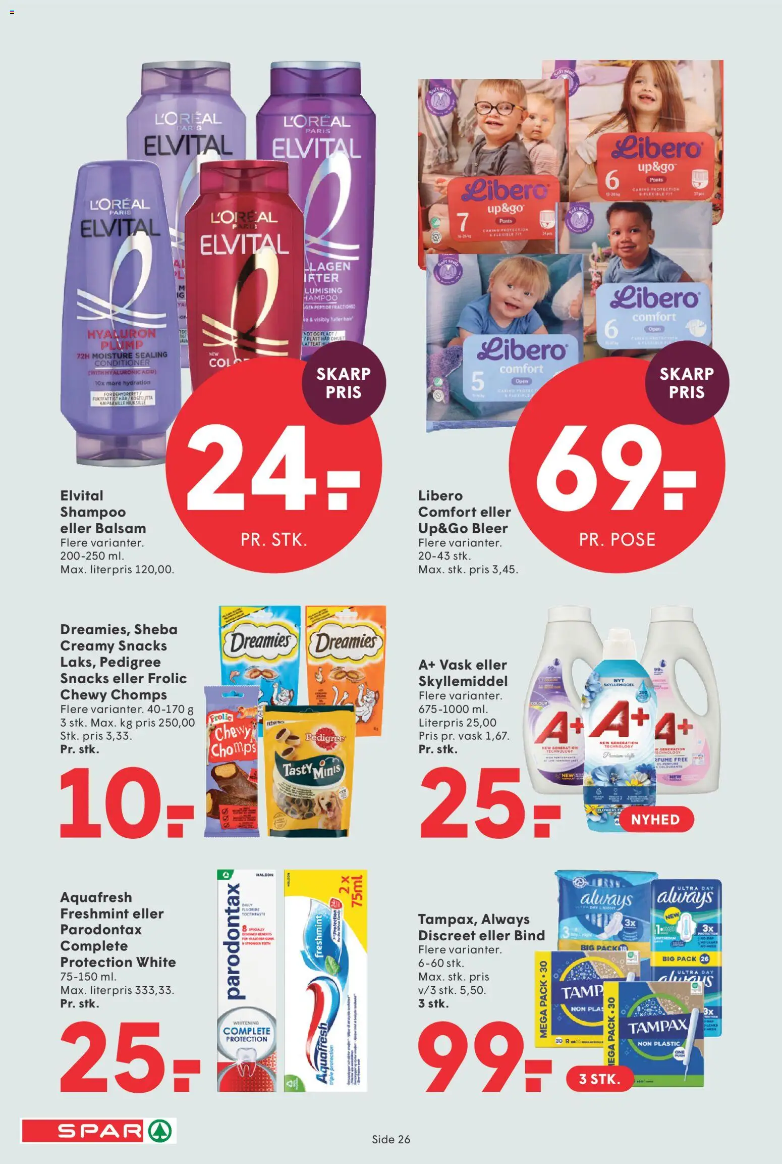 Spar tilbudsavis – gyldig fra 18/09/2026 | Side: 27 | Produkter: Shampoo, Balsam, Skyllemiddel, Snacks