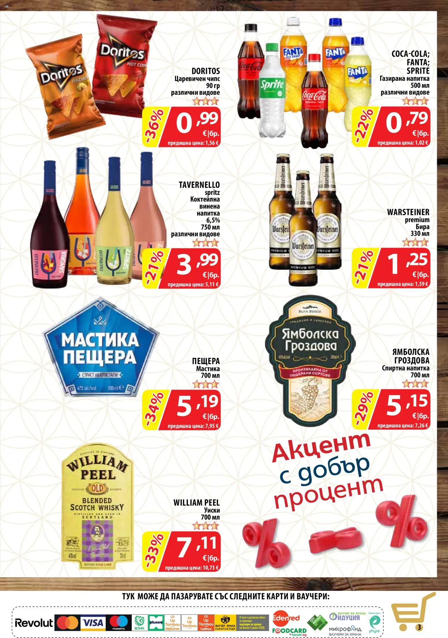 {H1} | Страница: 3 | Продукти: Чипс, Fanta, Спиртна напитка, Царевичен чипс