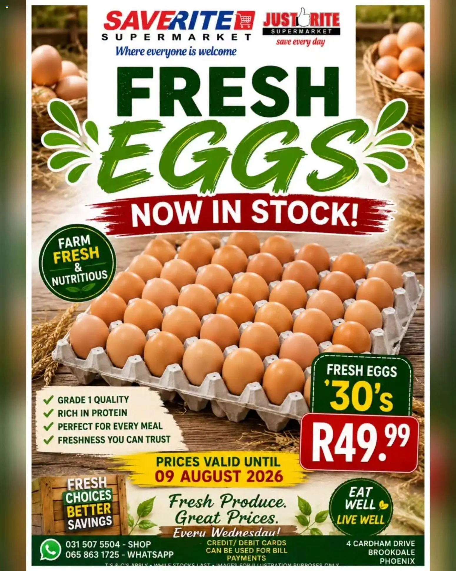 New Saverite catalogue – valid from 08/08/2026 | Page: 1 | Products: Protein, Eggs, Stock