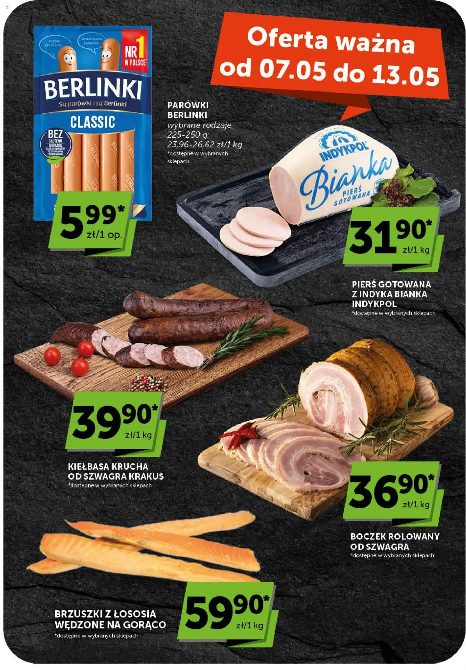 ABC gazetka od 07.05.2026 | Strona: 19 | Produkty: Kiełbasa, Parówki, Boczek, Brzuszki z łososia