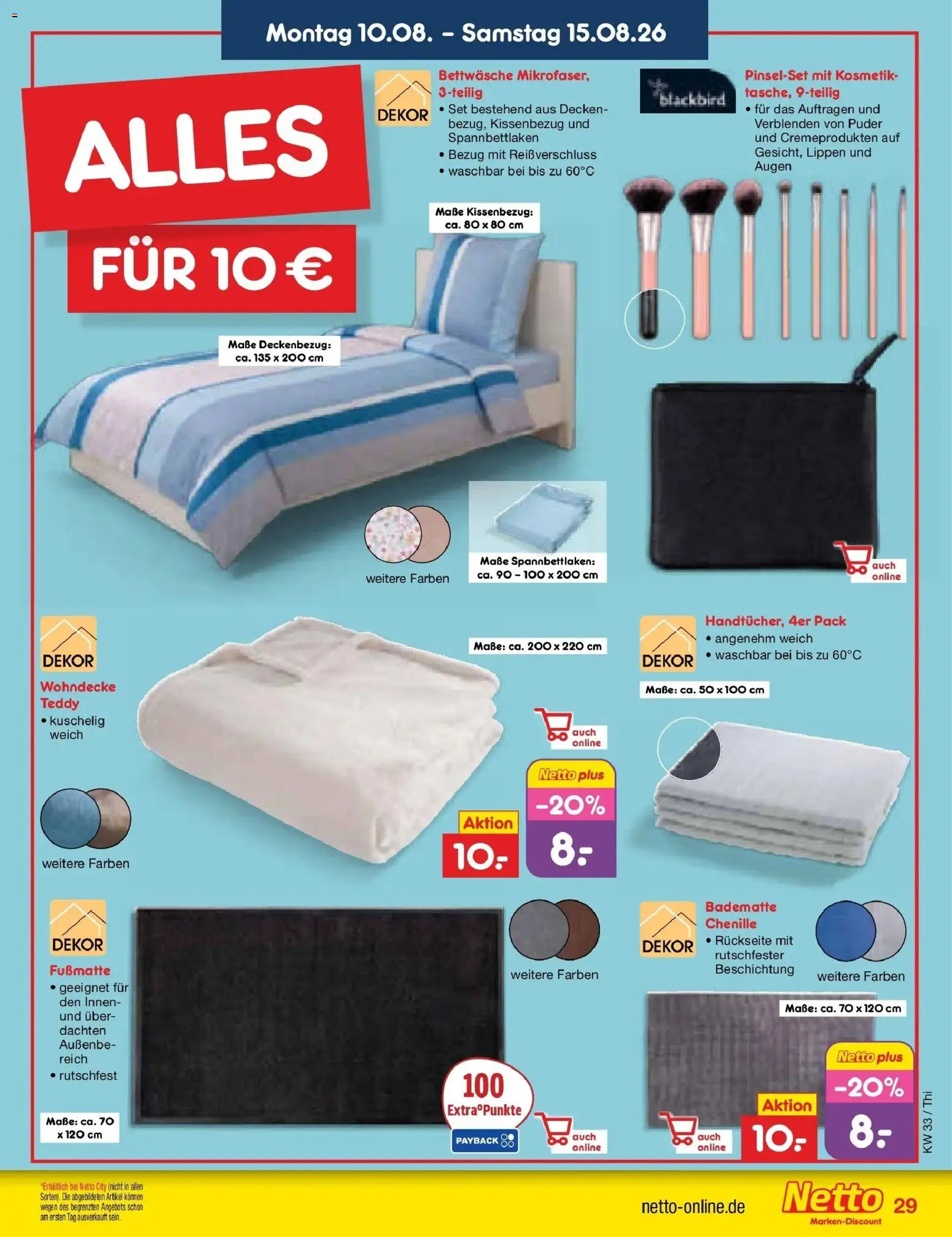 Netto Marken-Discount Prospekt Pirna (ab 10.08.2026) » Angebote | Seite: 41 | Produkte: Bettwäsche, Puder, Fußmatte