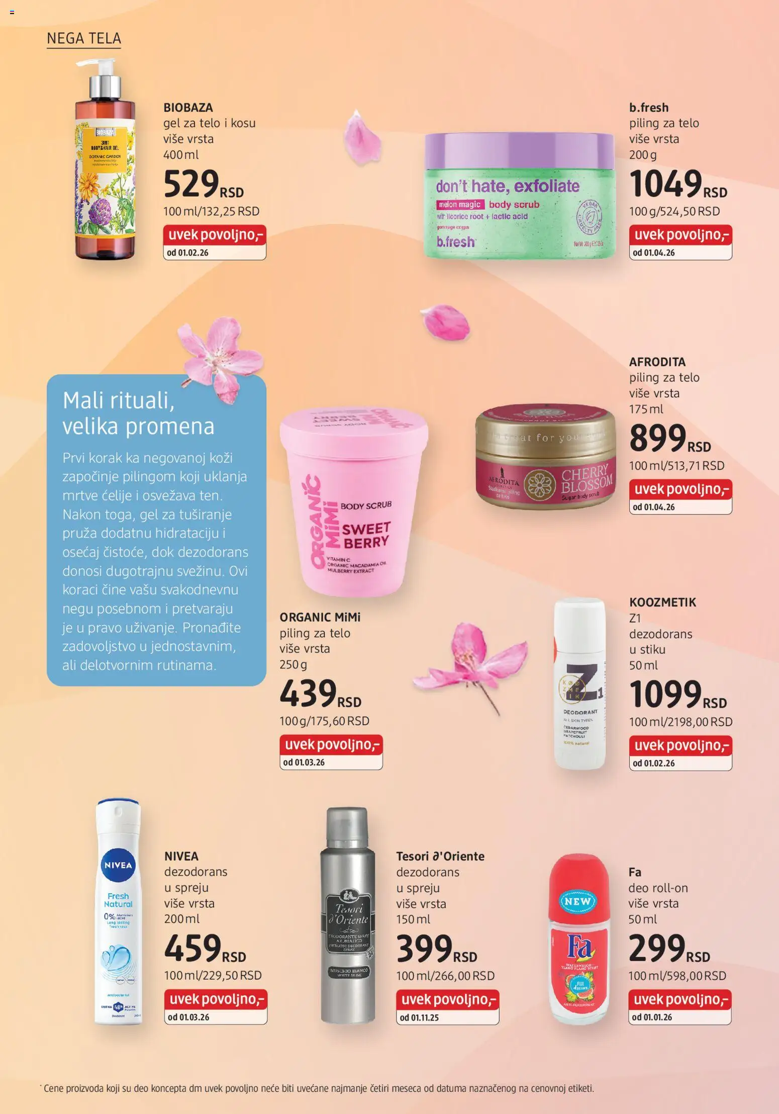 DM Drogerie katalog - važi od 01.04.2026 | Strana: 24 | Proizvode: Nivea, Piling, Gel za tuširanje, Dezodorans