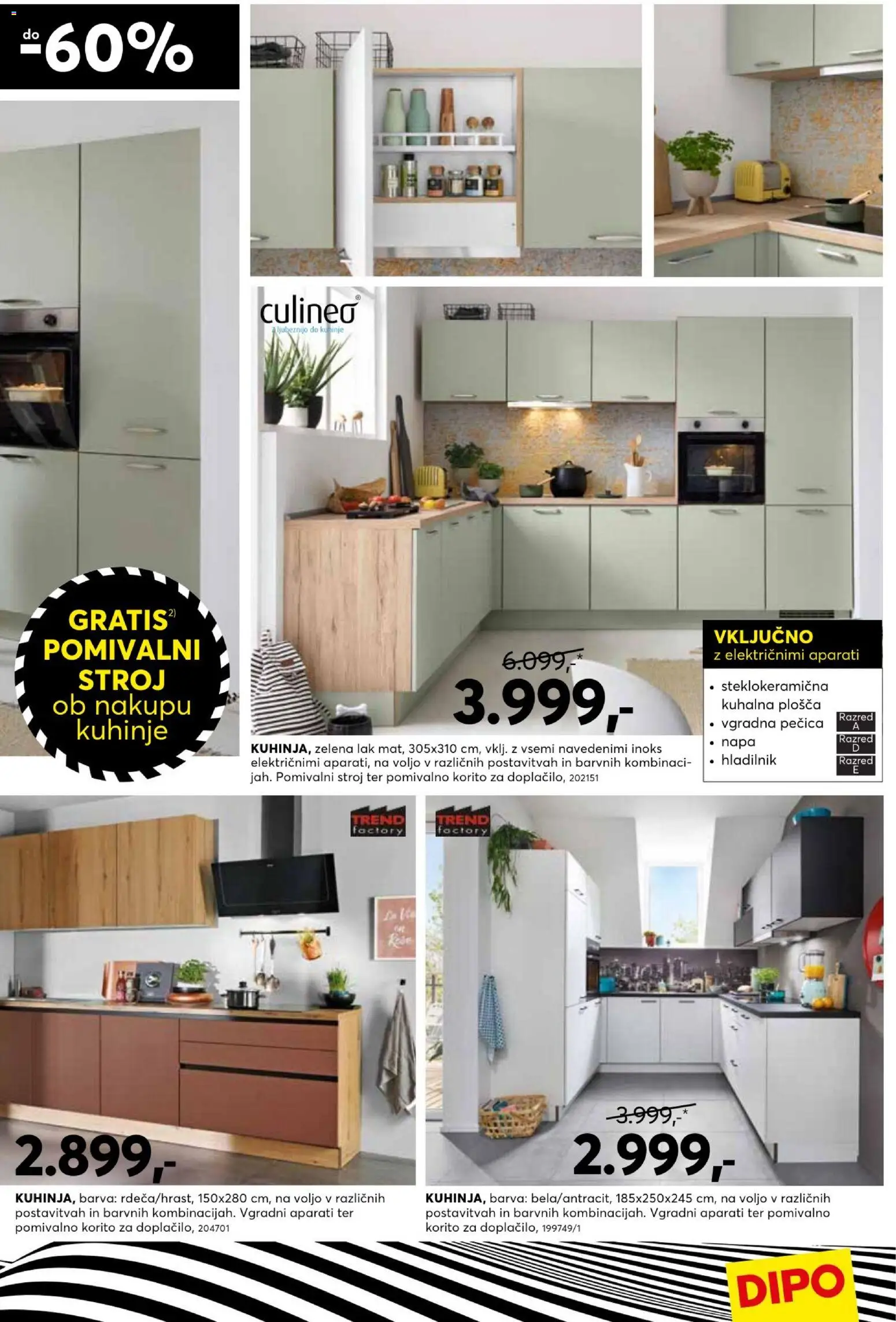 Novi Dipo katalog ponudbe – veljaven od 23.09.2026 | Stran: 7 | Izdelki: Hladilnik, Pecica, Pomivalno korito, Vgradna pečica