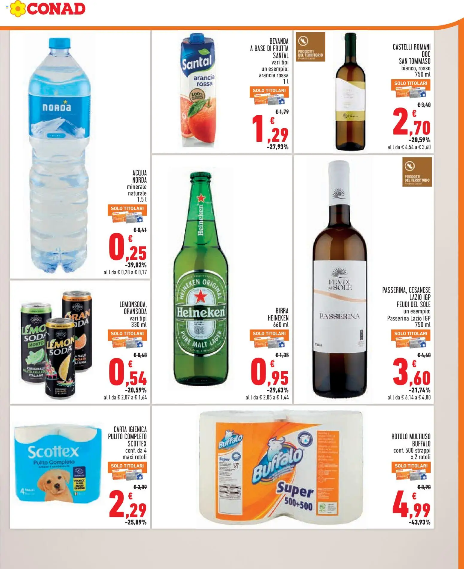 Volantino Conad del 27.05.2026 | Pagina: 7 | Prodotti: Carta igienica, Birra, Acqua, Frutta