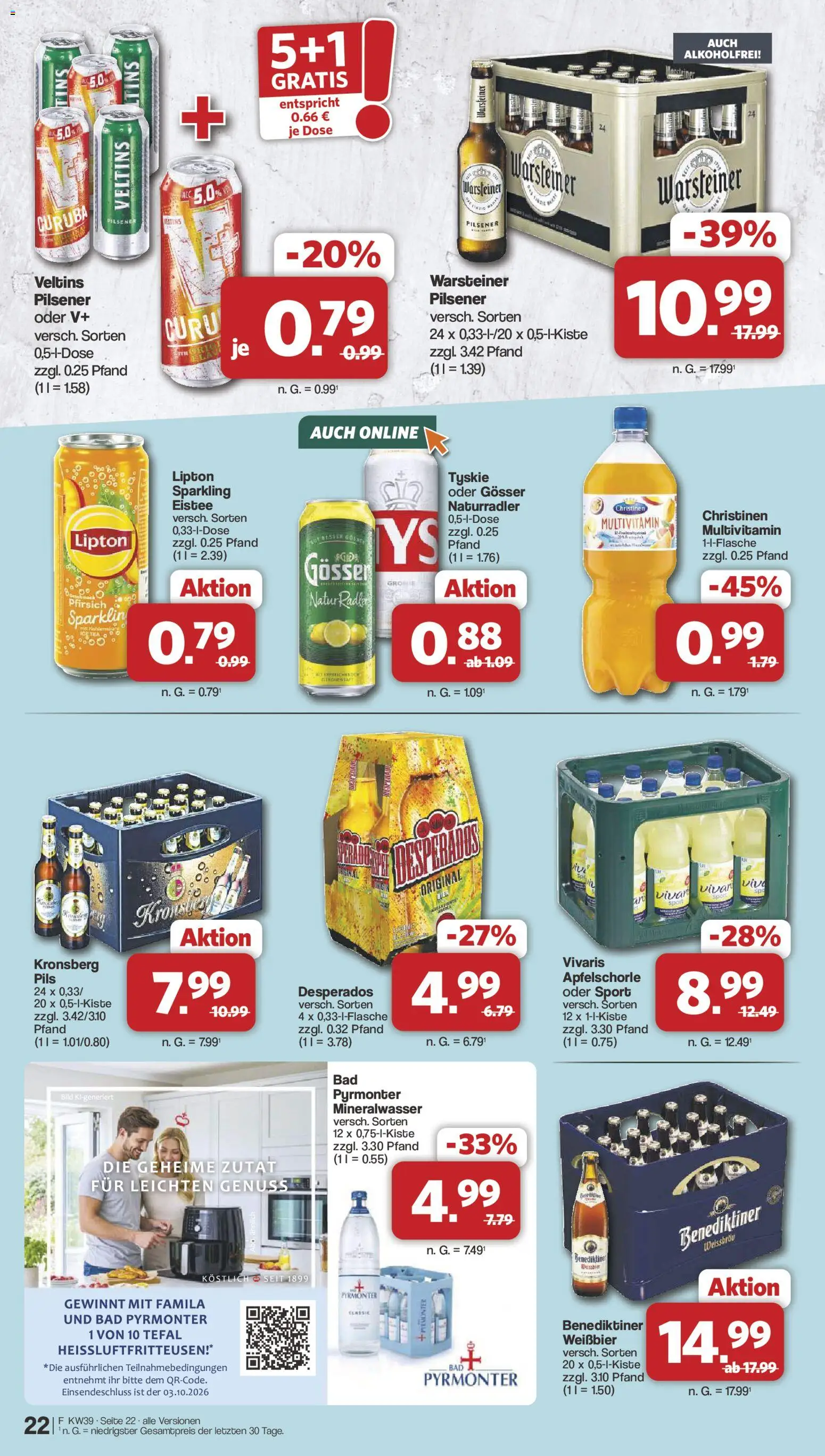 Famila Nordwest Prospekt – gültig ab 21.09.2026 | Seite: 23 | Produkte: Bad, Mineralwasser, Pfirsich, Desperados