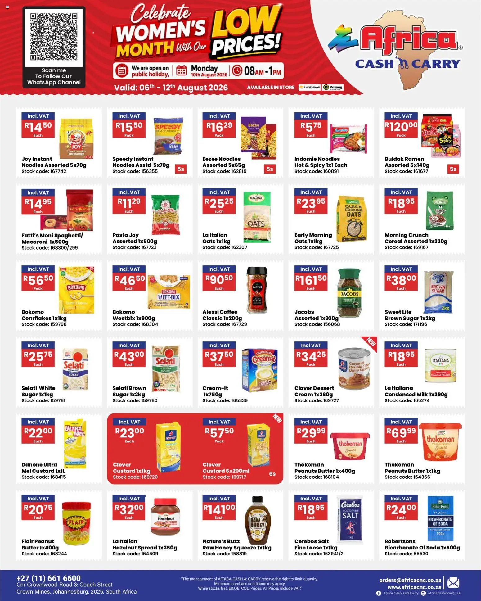 New Africa Cash & Carry catalogue – valid from 06/08/2026 | Page: 28 | Products: Custard, Noodles, Pasta, Stock