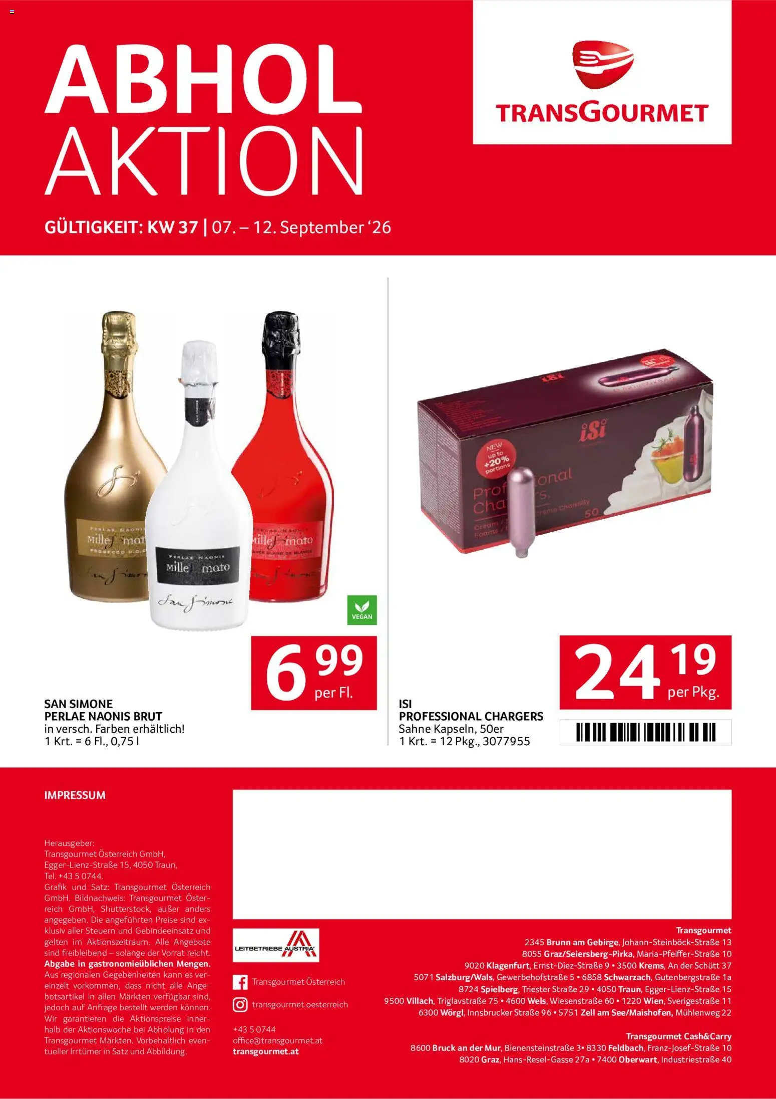 Transgourmet Flugblatt gültig ab 07.09.2026 | Seite: 32 | Produkte: Sahne