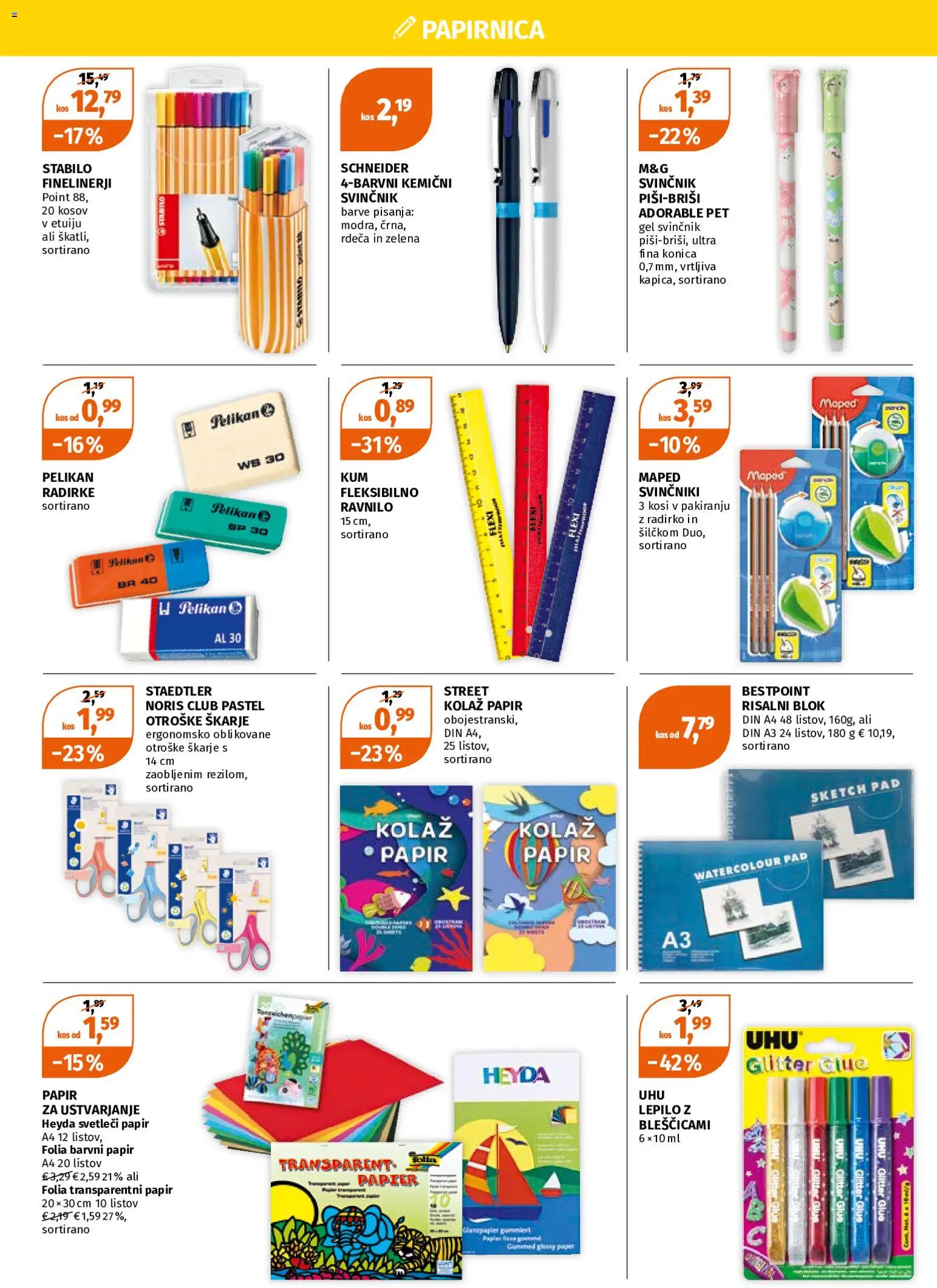 Novi Müller katalog ponudbe – veljaven od 29.06.2026 | Stran: 2 | Izdelki: Kos, Svinčnik, Blok, Zelena