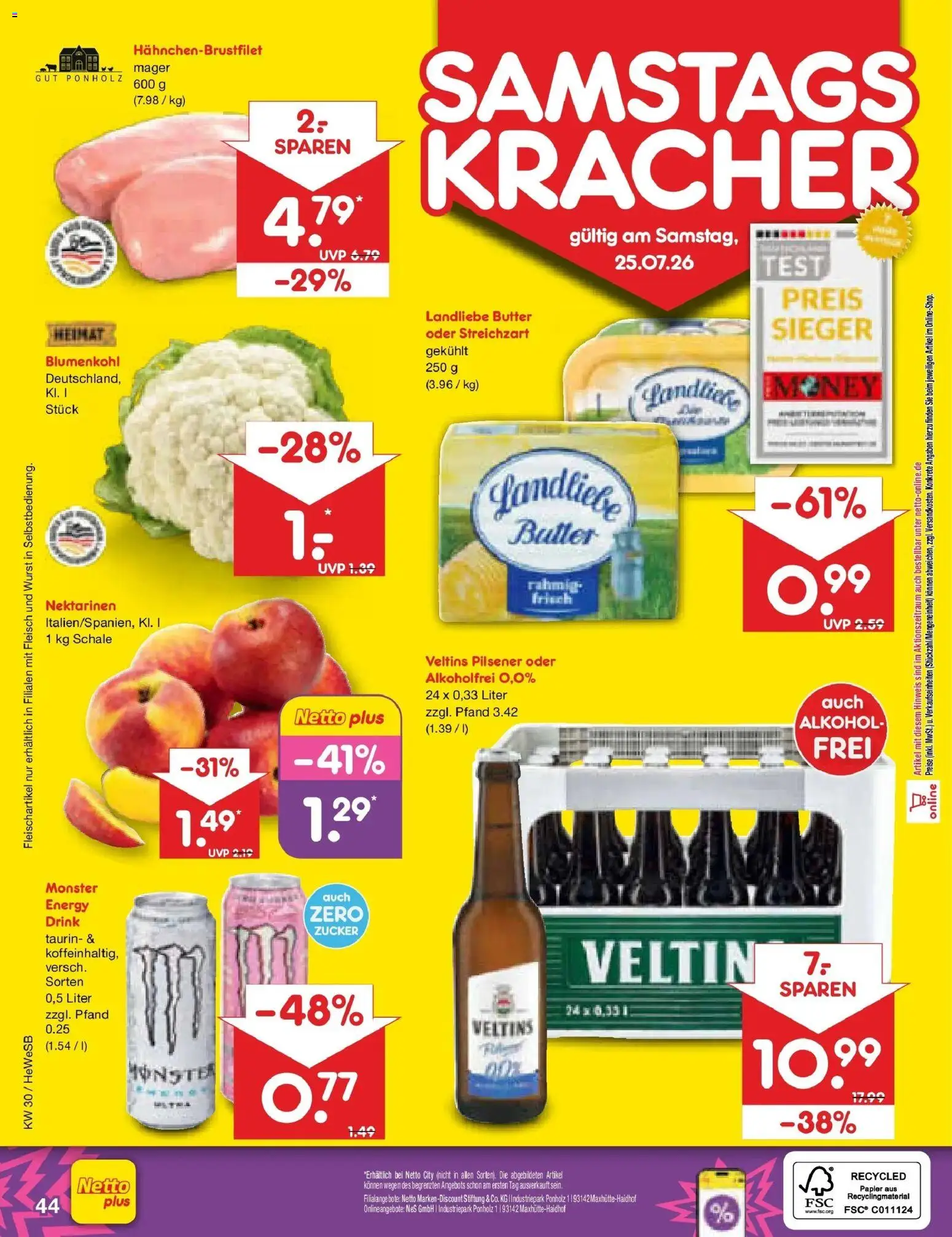 Netto Marken-Discount Prospekt Hamburg – gültig ab 20.07.2026 | Seite: 68 | Produkte: Energy, Landliebe butter, Zucker, Wurst