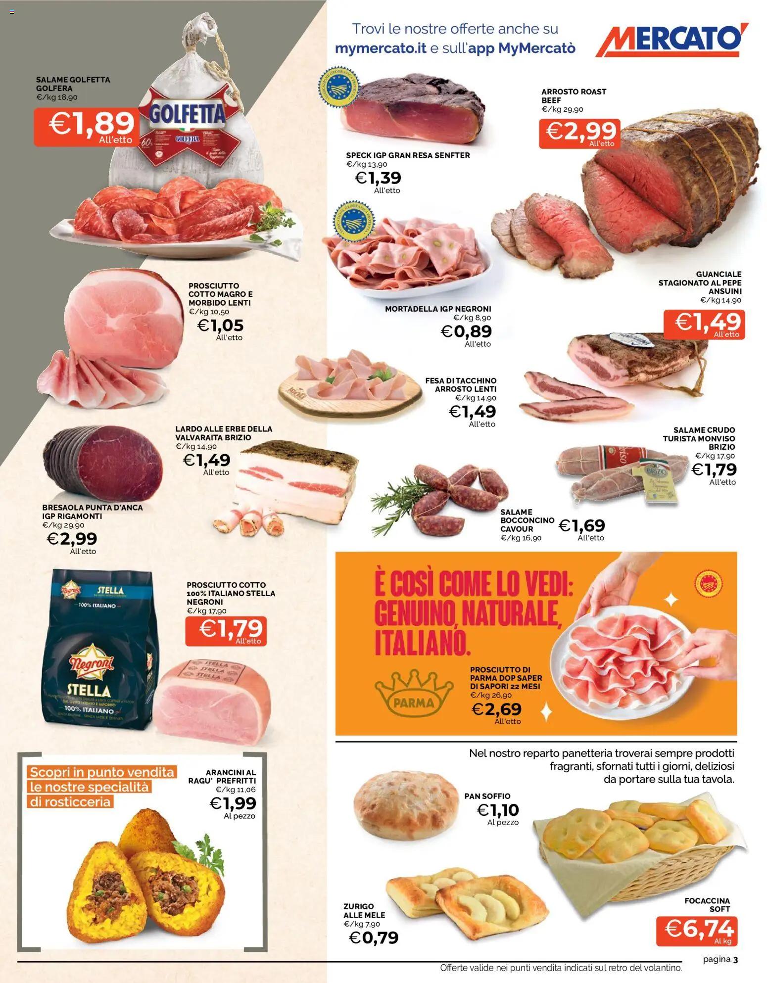 Volantino Mercatò del 13/08/2026 | Pagina: 3 | Prodotti: Prosciutto Cotto, Salame, Mele, Specialità