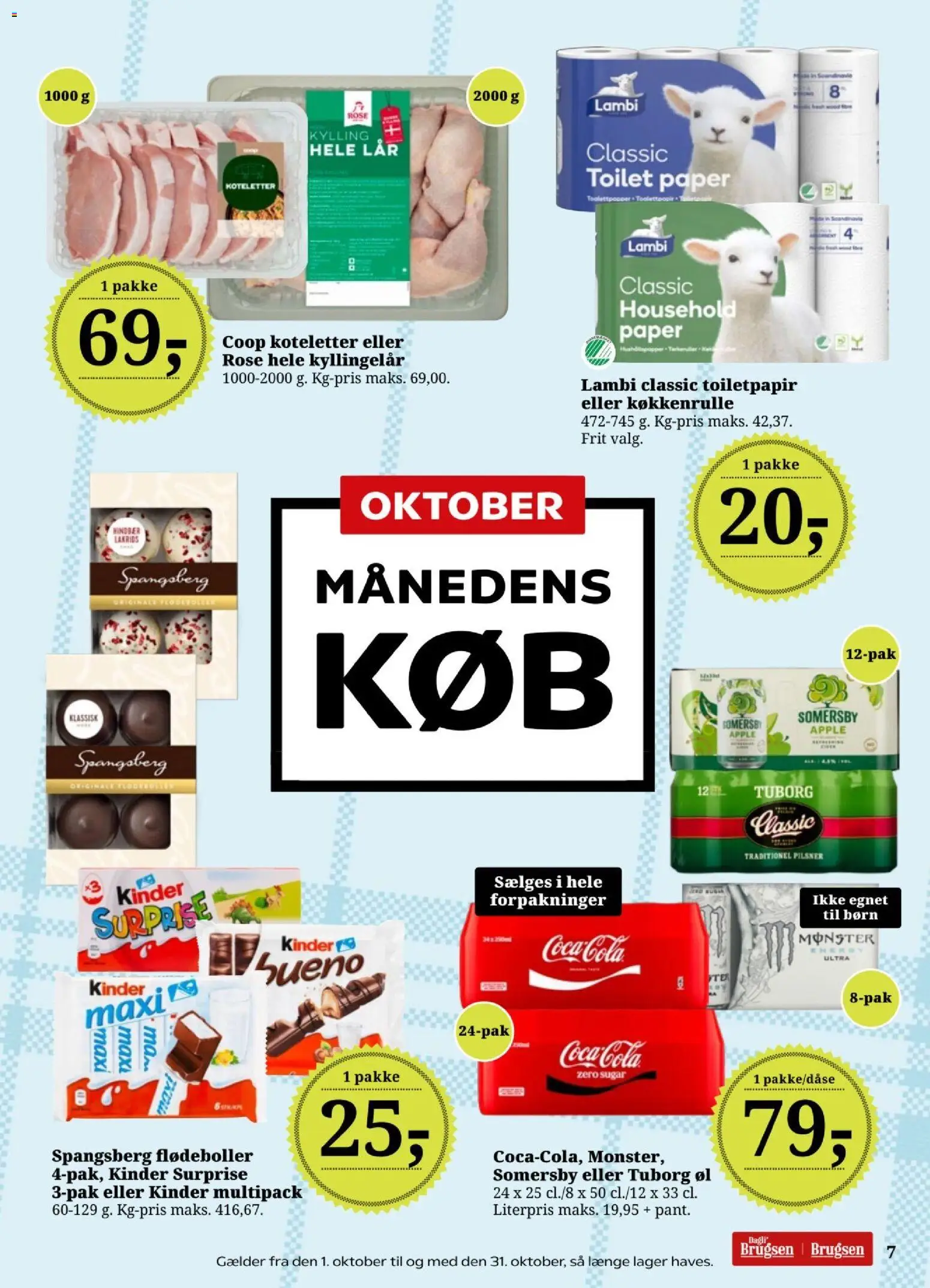 Dagli'Brugsen tilbudsavis – gyldig fra 09/10/2026 | Side: 7 | Produkter: Øl, Koteletter, Flødeboller, Toilet