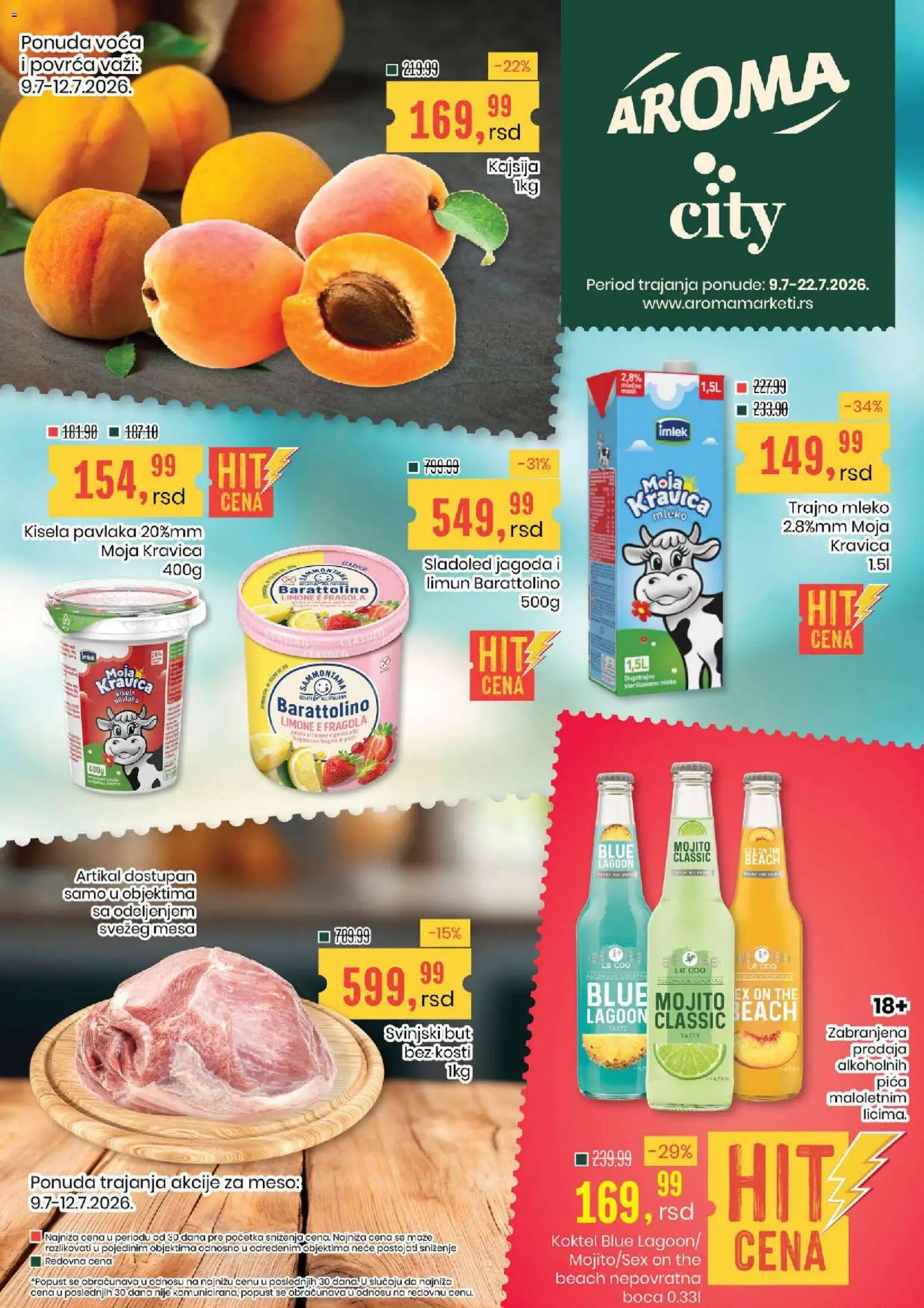Aroma Market katalog - važi od 09.07.2026 | Strana: 1 | Proizvode: Kisela pavlaka, Jagoda, Moja kravica, Limun