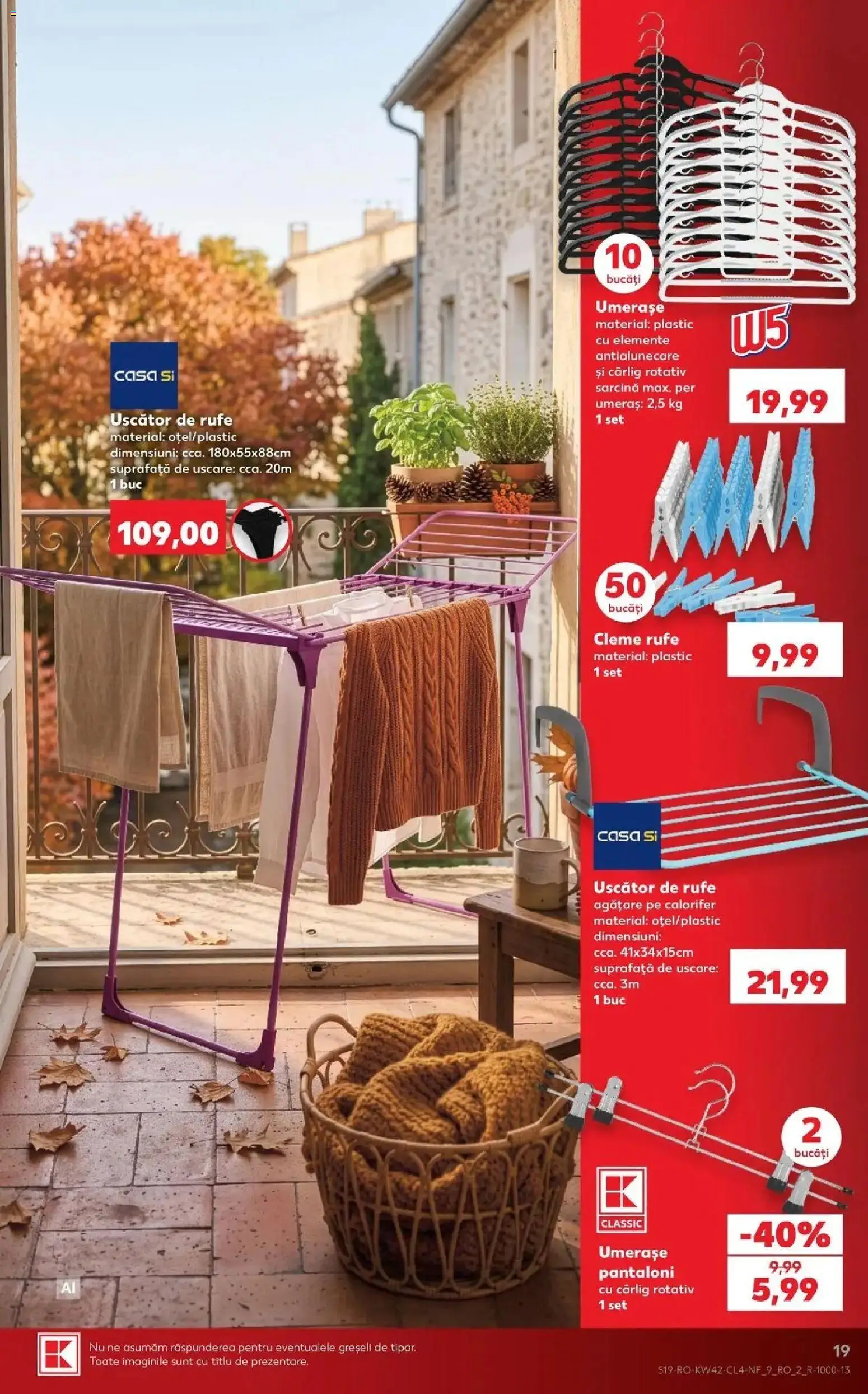 Kaufland Craiova 14.10.2026 - Revista si Oferta | Pagină: 19 | Produse: Uscător de Rufe, Calorifer, Umeraș, Pantaloni