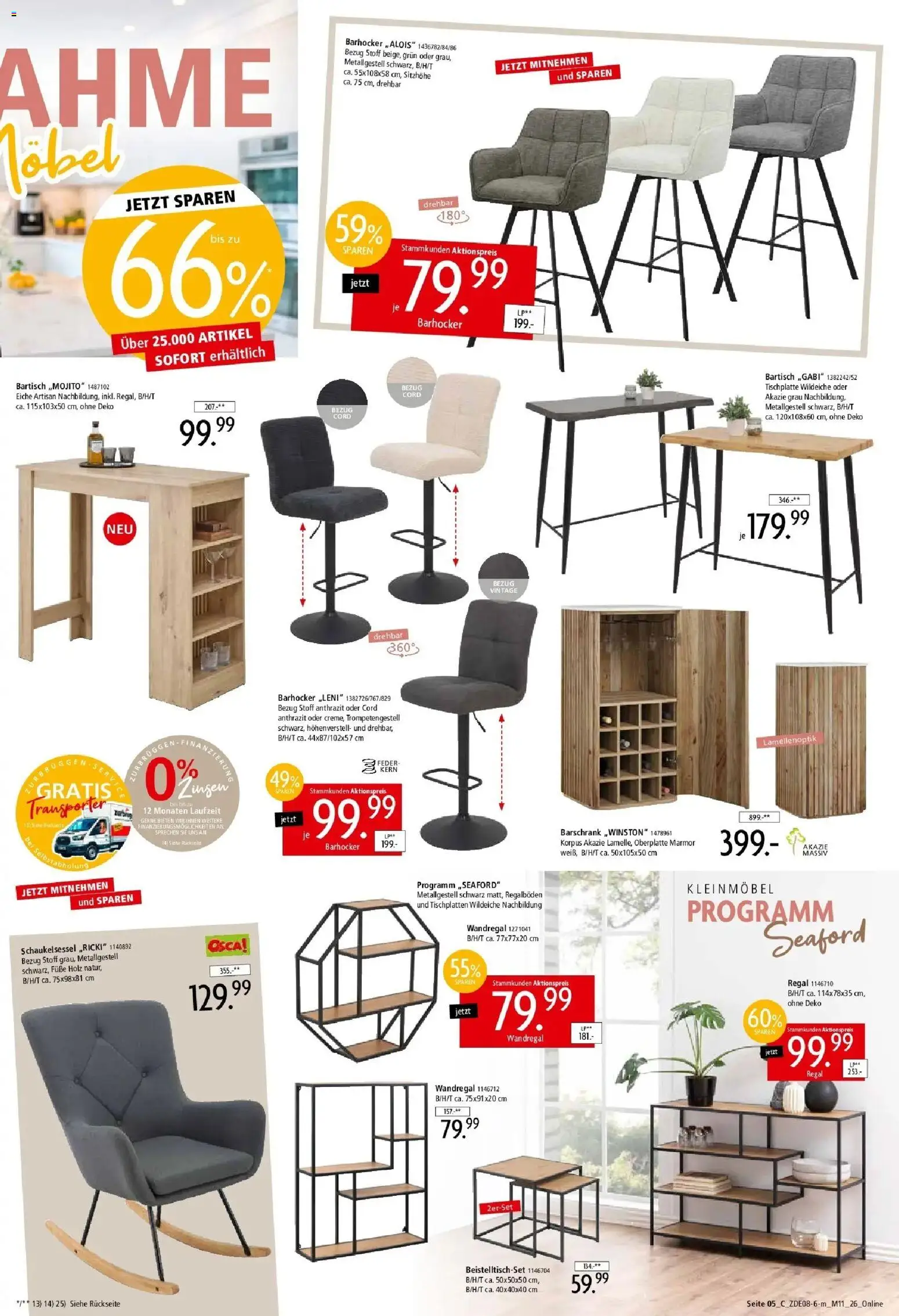 Zurbrüggen - Zurbrüggen: Mitnahme Möbel – gültig ab 29.08.2026 | Seite: 13 | Produkte: Wandregal, Bartisch, Barhocker, Regal