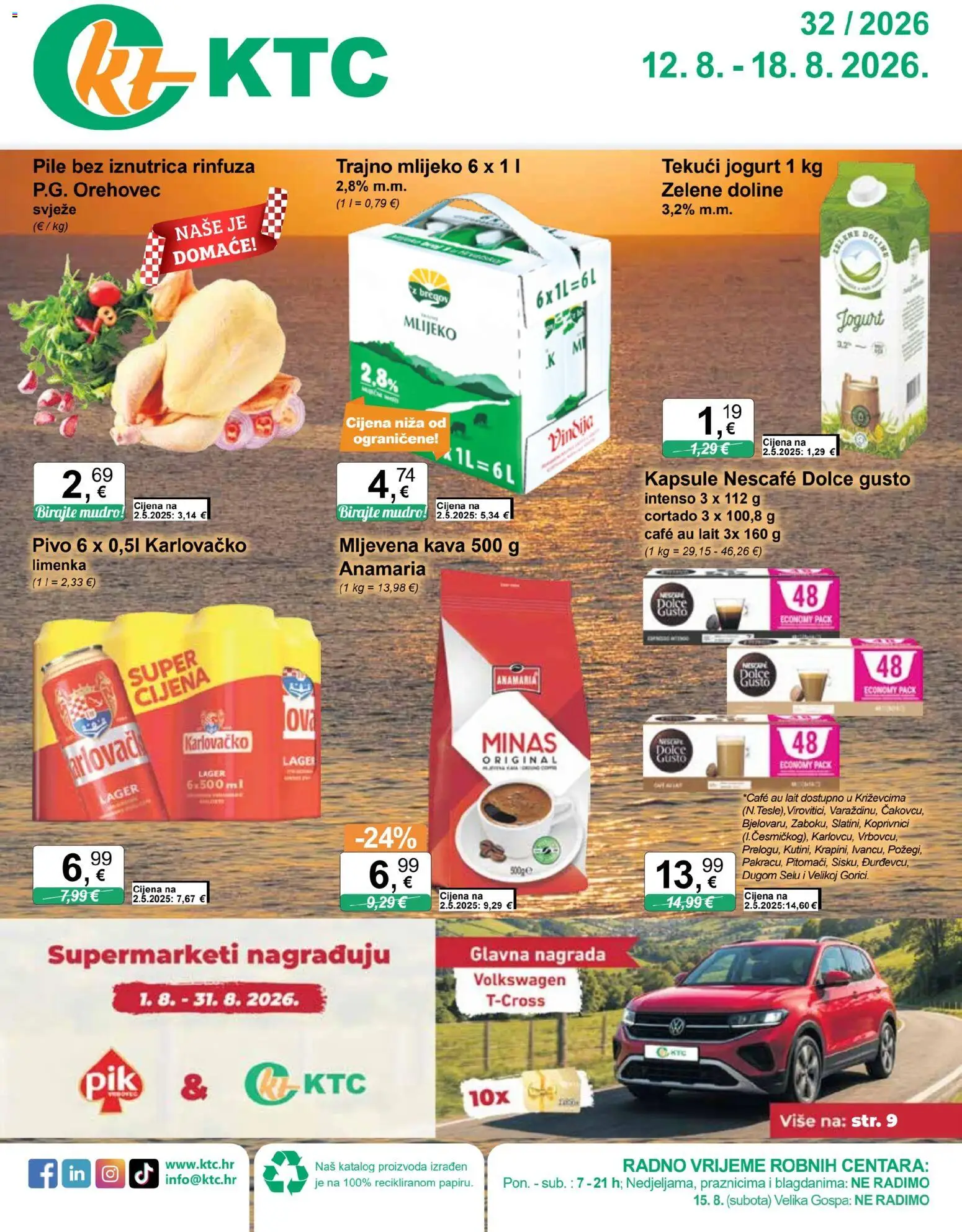 KTC katalog | vrijedi od 12.08.2026 | Stranica: 1 | Proizvodi: Vindija, Mljevena kava, Nescafe, Pivo