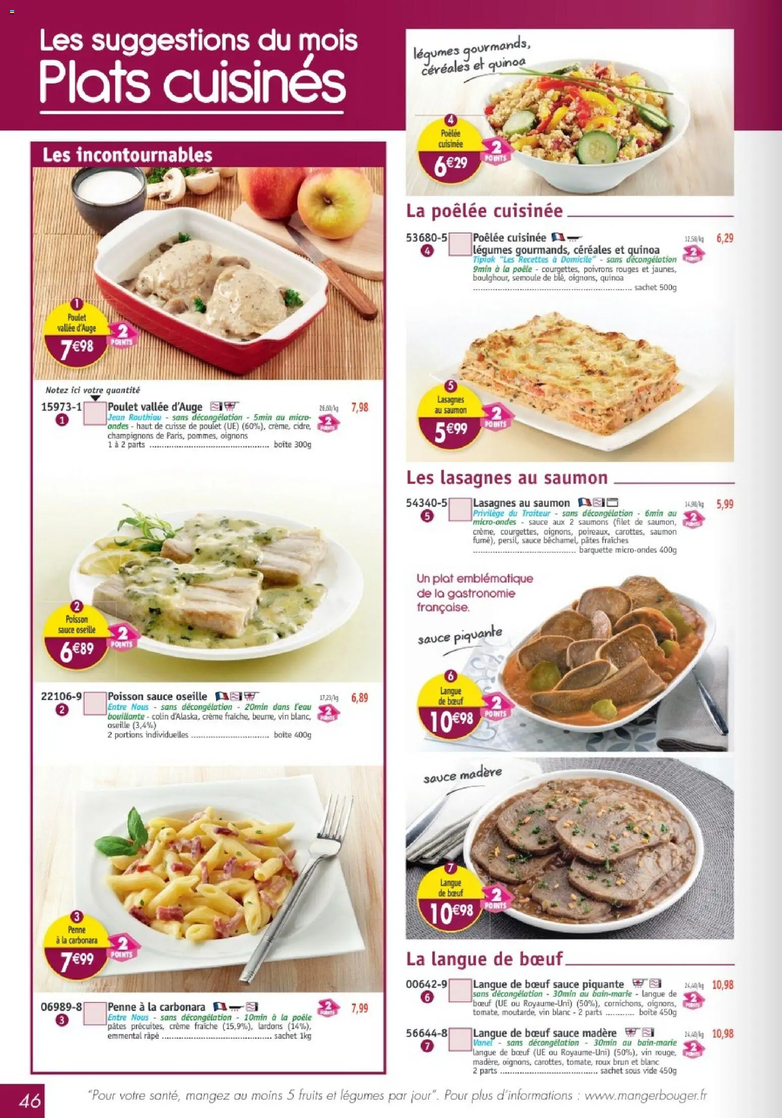 {H1} | Page: 46 | Produits: Poisson, Oignons, Pâtes, Saumon