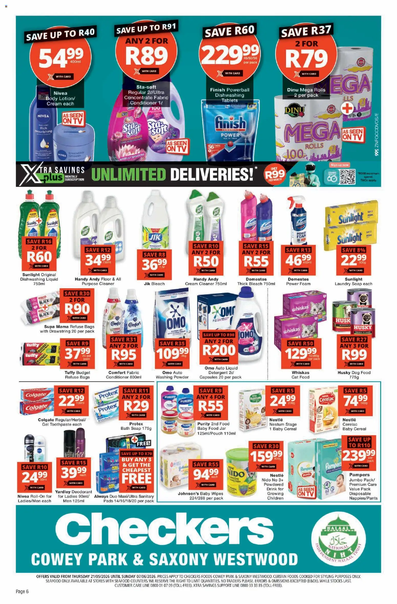 New Checkers catalogue – valid from 21.05.2026 | Page: 6 | Products: TV, Bleach, Refuse bags, Dog food