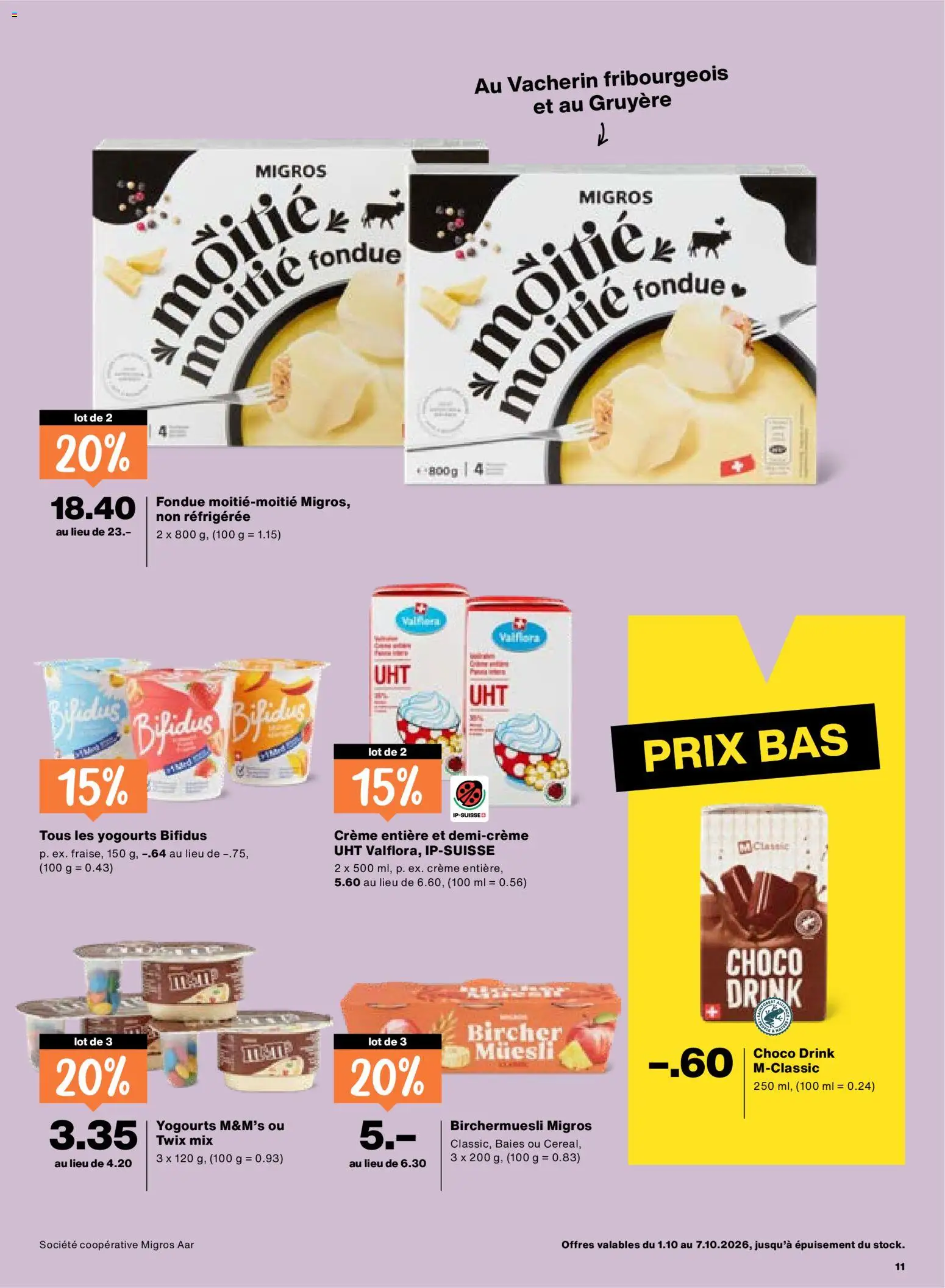 Migros aktionen FR – gültig ab 01.10.2026 | Seite: 11 | Produkte: Twix, Fondue, Creme