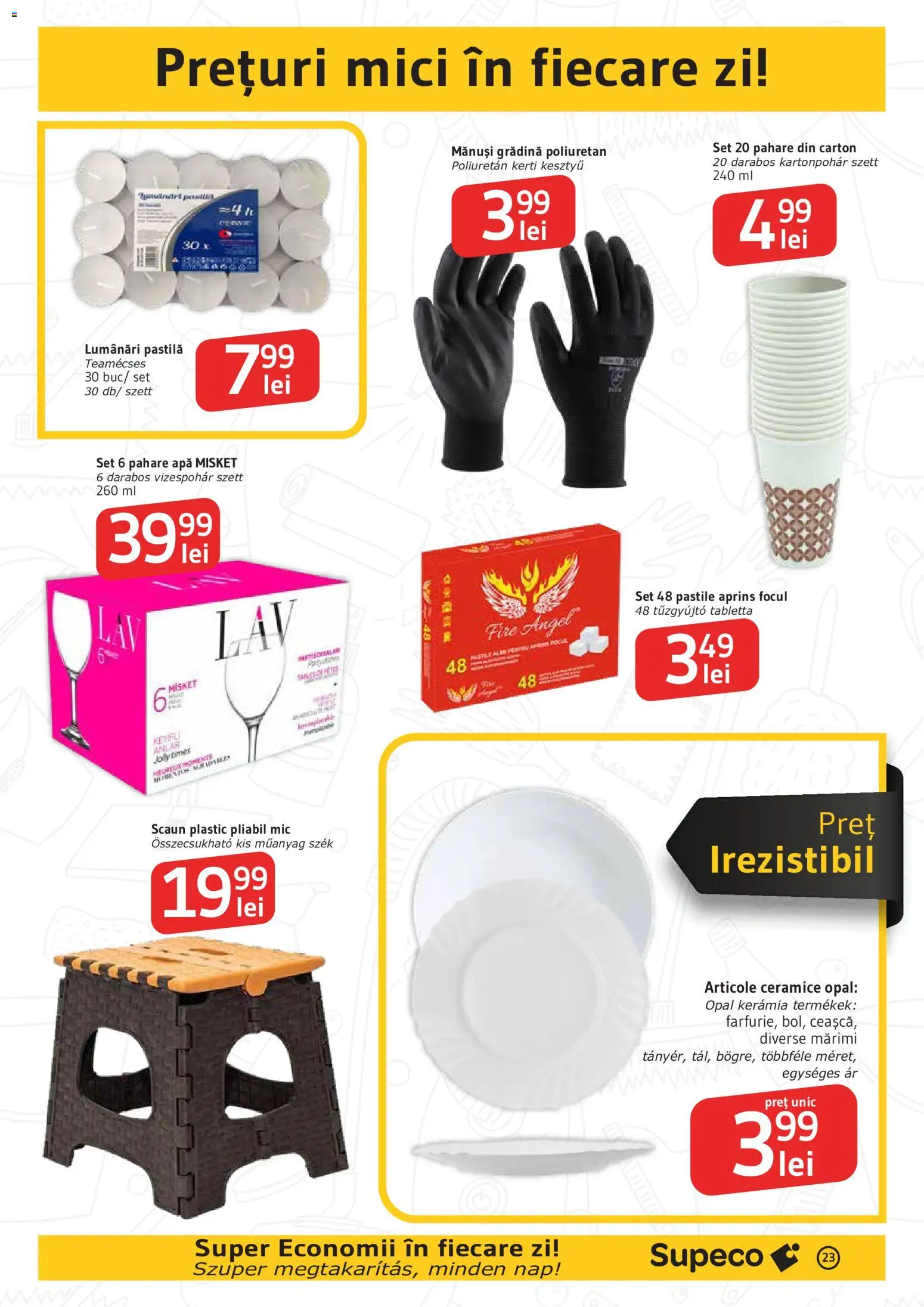 Noul catalog Supeco – valabil de la 22.10.2026 | Pagină: 23 | Produse: Mănuși, Pahare, Scaun, Mici