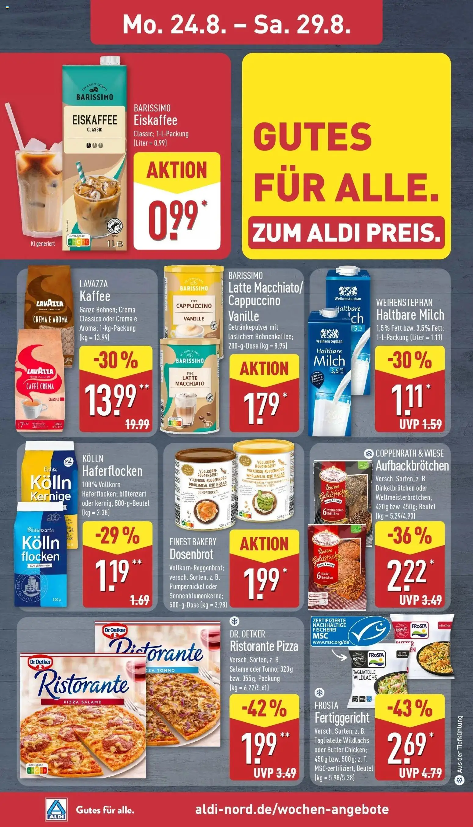 Aldi Aktueller Prospekt (ab 24.08.2026) » Angebote Online | Seite: 6 | Produkte: Ristorante, Lavazza, Kaffee, Haltbare milch