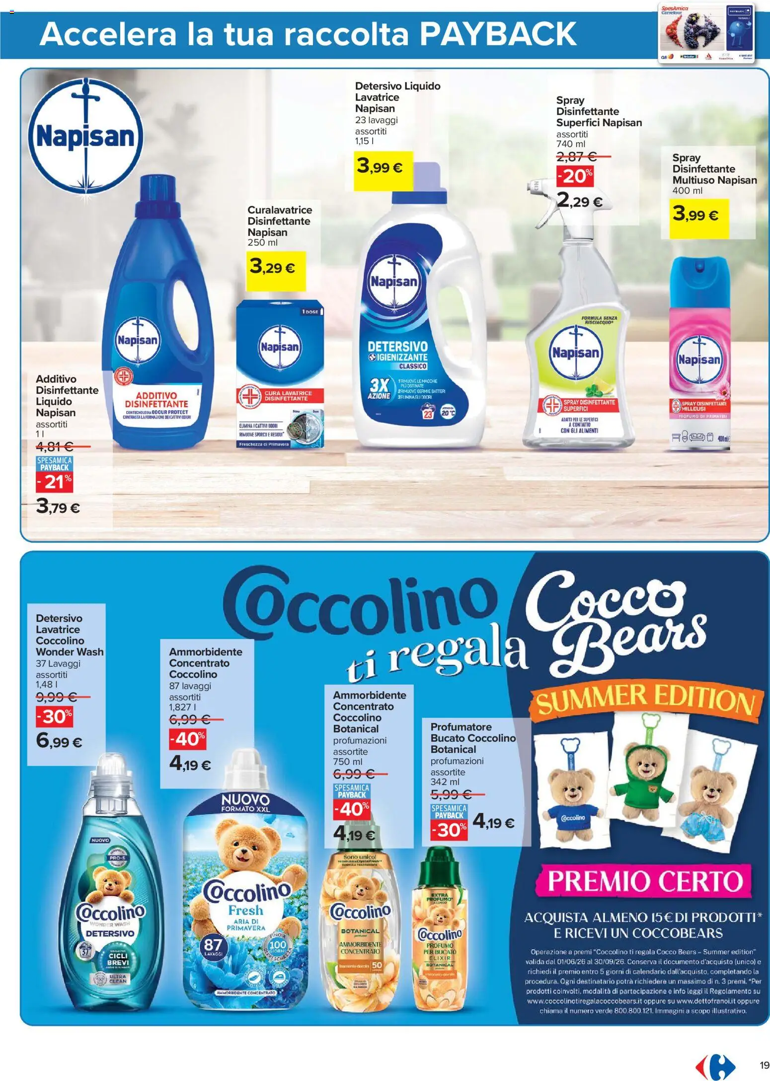 Volantino Carrefour del 06/08/2026 | Pagina: 19 | Prodotti: Ammorbidente, Lavatrice, Cocco, Profumo