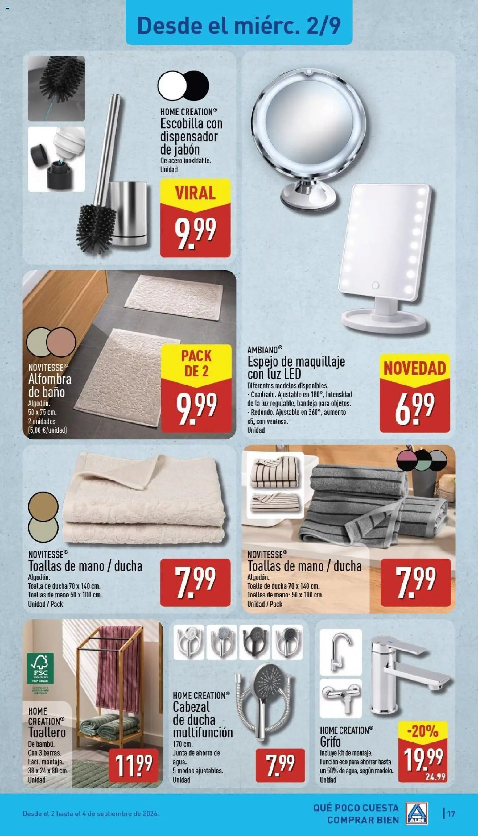 Aldi folleto Península │ válido desde el 31/08/2026 | Página: 17 | Productos: Jabón, Dispensador de jabón, Toallero, Bandeja