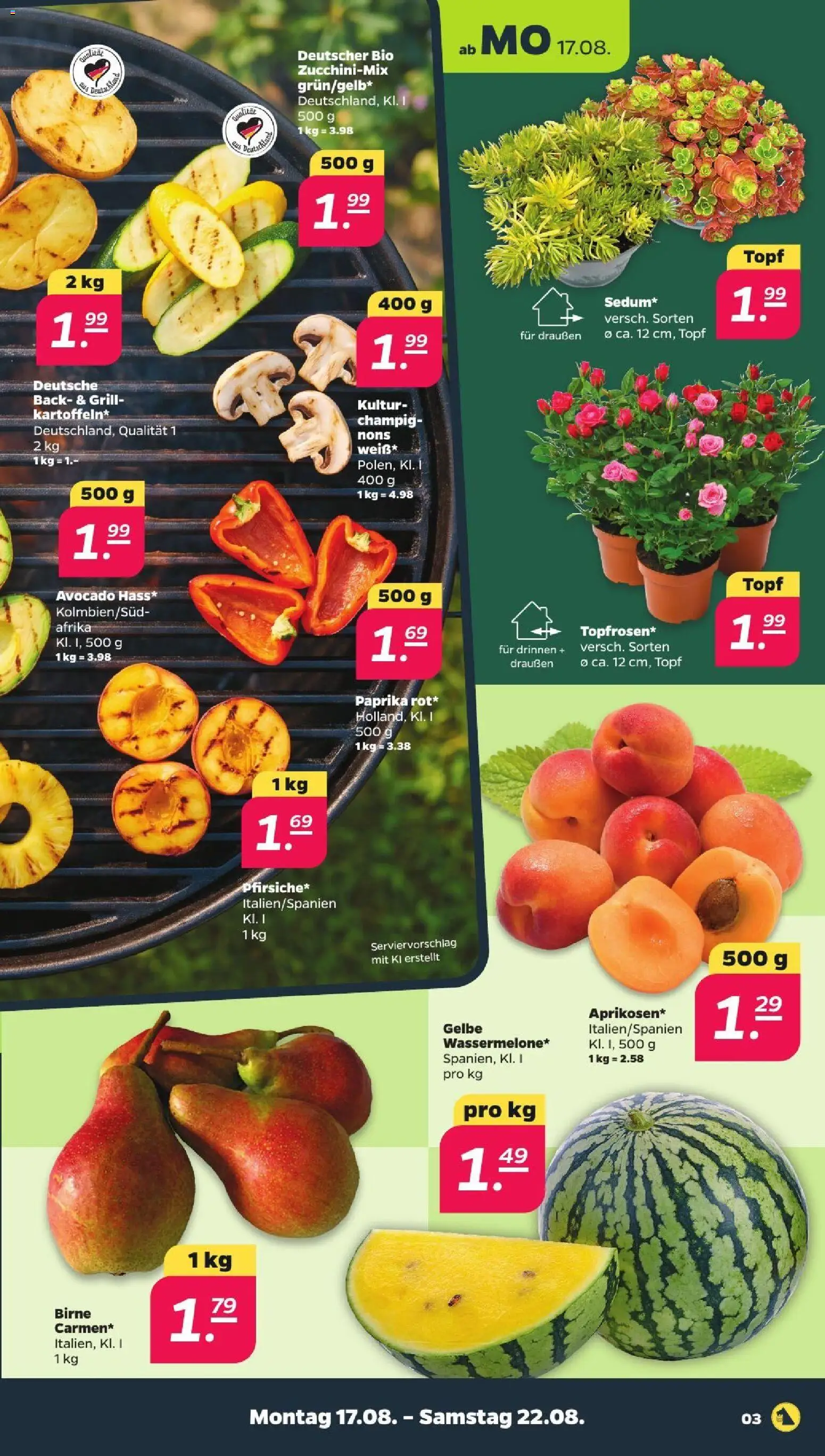 Netto Prospekt – gültig ab 17.08.2026 | Seite: 3 | Produkte: Grill, Avocado, Paprika, Birne