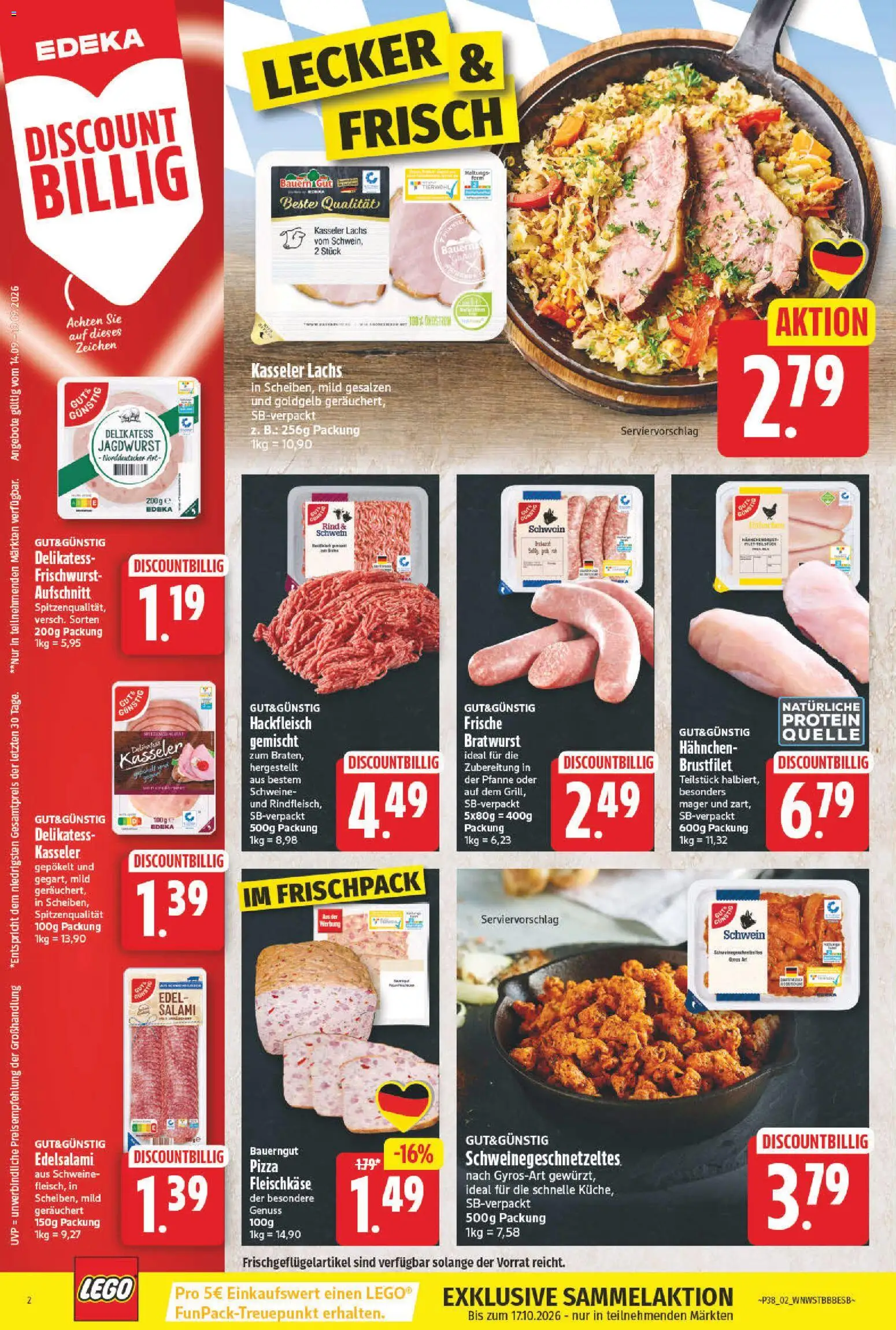 NP Discount Prospekt – gültig ab 14.09.2026 | Seite: 2 | Produkte: Bratwurst, Bauerngut, Salami, Hackfleisch