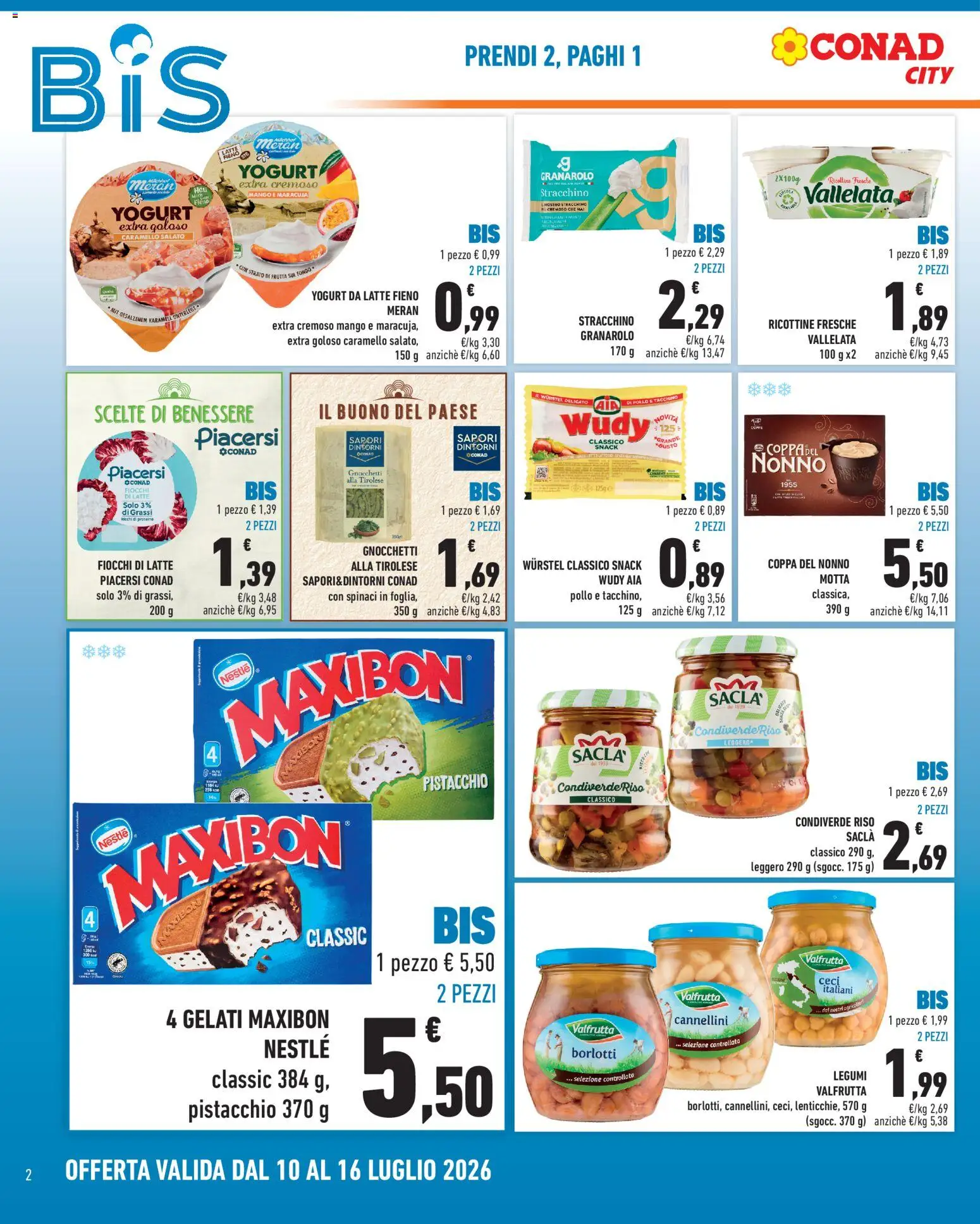 Volantino Conad del 10/07/2026 | Pagina: 2 | Prodotti: Riso, Cannellini, Mango, Spinaci