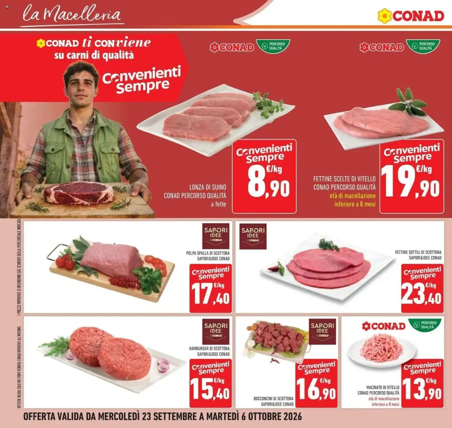 Anteprima volantino Conad dal 23/09/2026 prossima settimana | Pagina: 14 | Prodotti: Spalla, Suino, Vitello, Macinato
