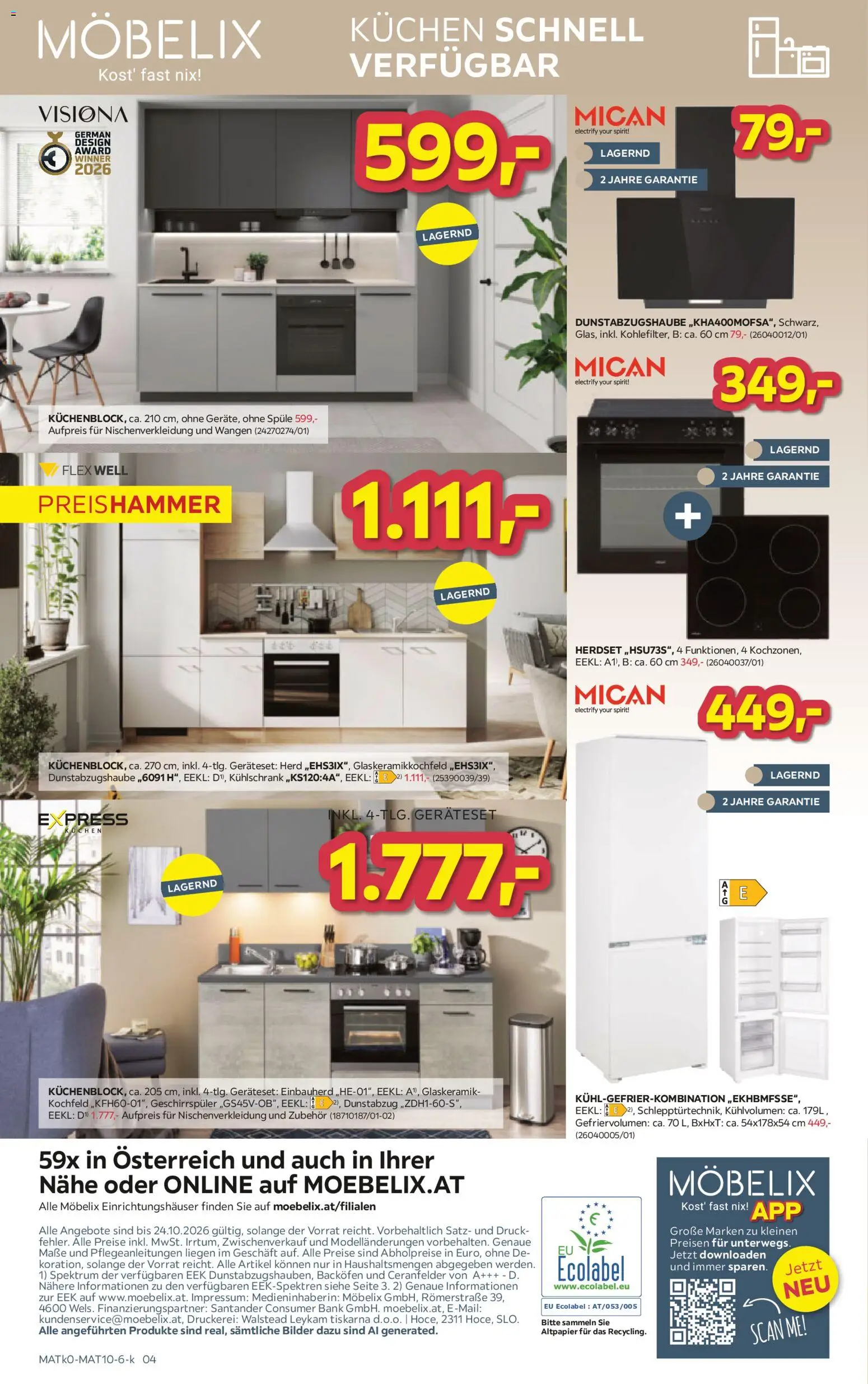Möbelix KÜCHEN STUDIO gültig ab 13.10.2026 | Seite: 4 | Produkte: Kühlschrank, Herd, Kochfeld, Geschirrspüler