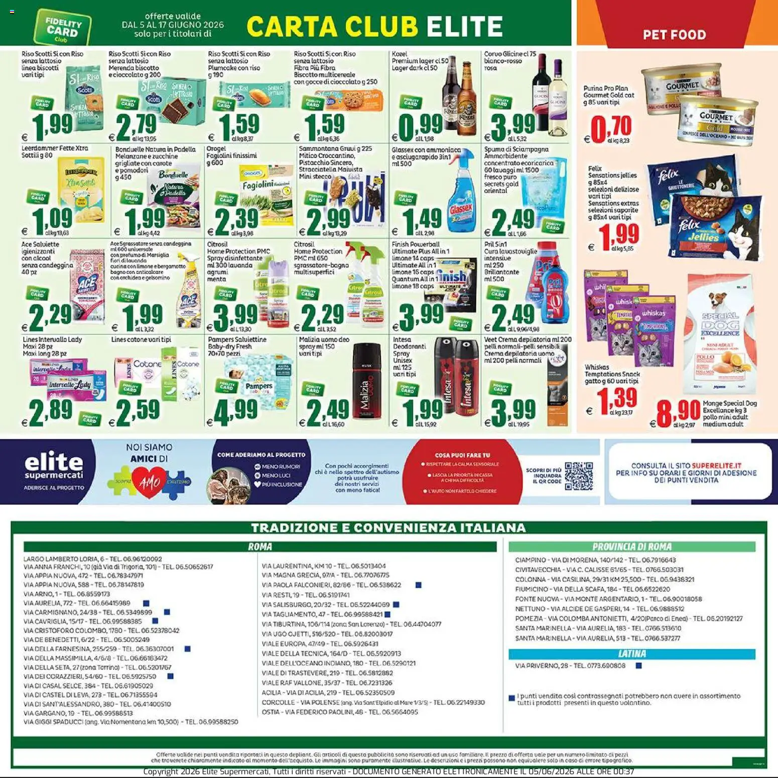Volantino Elite Supermercati del 05.06.2026 | Pagina: 20 | Prodotti: Spray disinfettante, Anticalcare, Agrumi, Padella