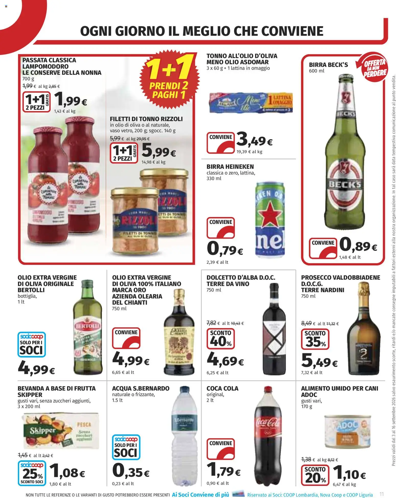 Volantino COOP del 03/09/2026 | Pagina: 11 | Prodotti: Birra, Frutta, Conserve, Olio di Oliva